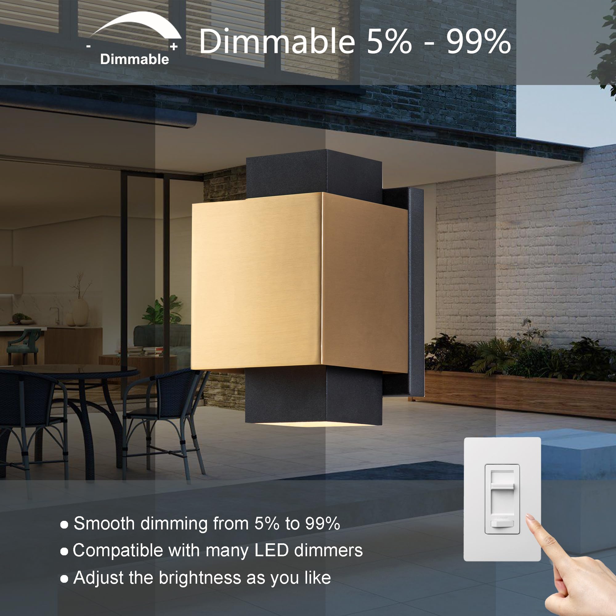 Gold Led Outdoor Lights Fixture, Modern Wall Sconce Indoor, Waterproof