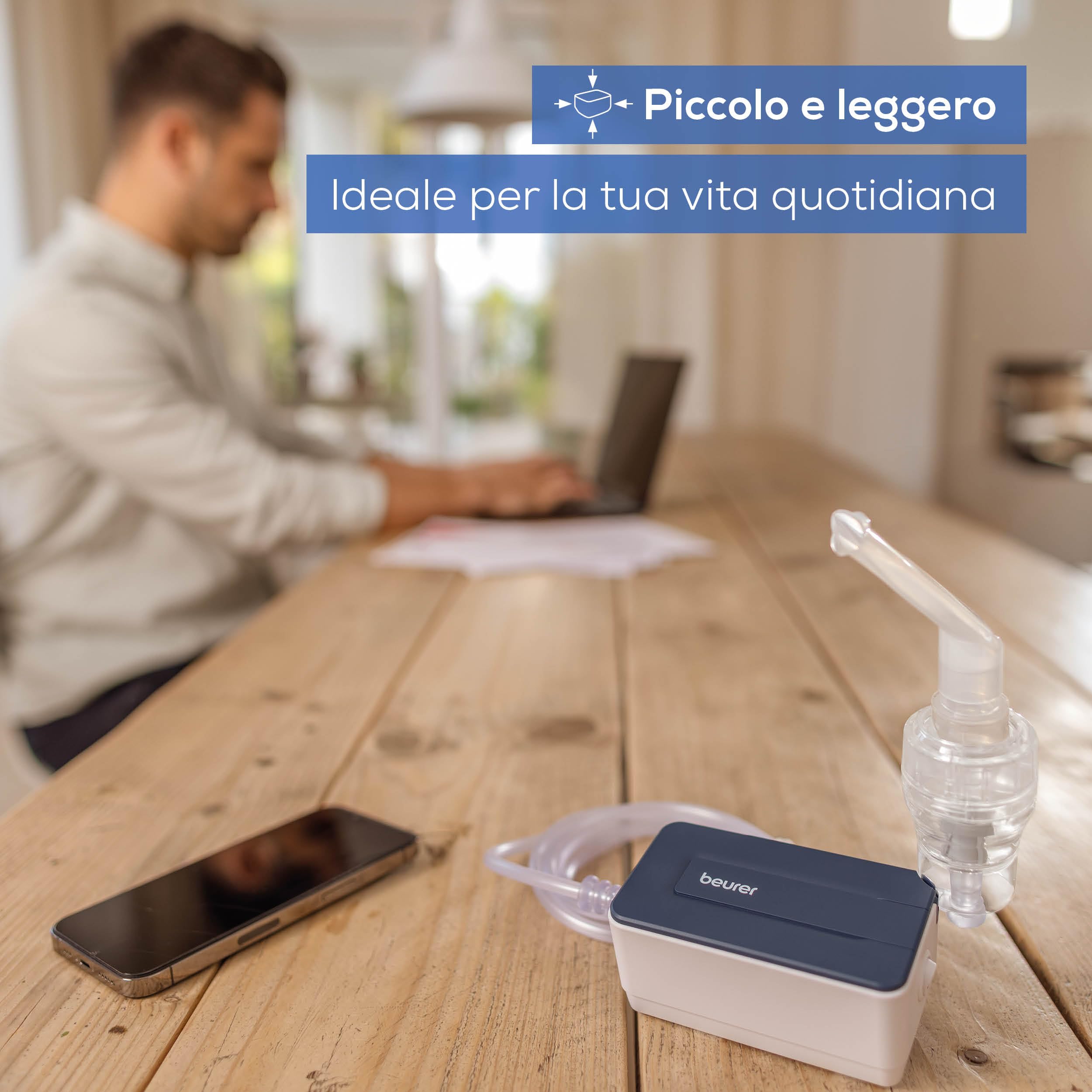 Beurer IH 15 Aerosol a Compressore per vie respiratorie superiori e inferiori, Nebulizzatore Compatto e Leggero, uso quotidiano facile e veloce, ottimale in viaggio, Pulizia Igienica, con accessori