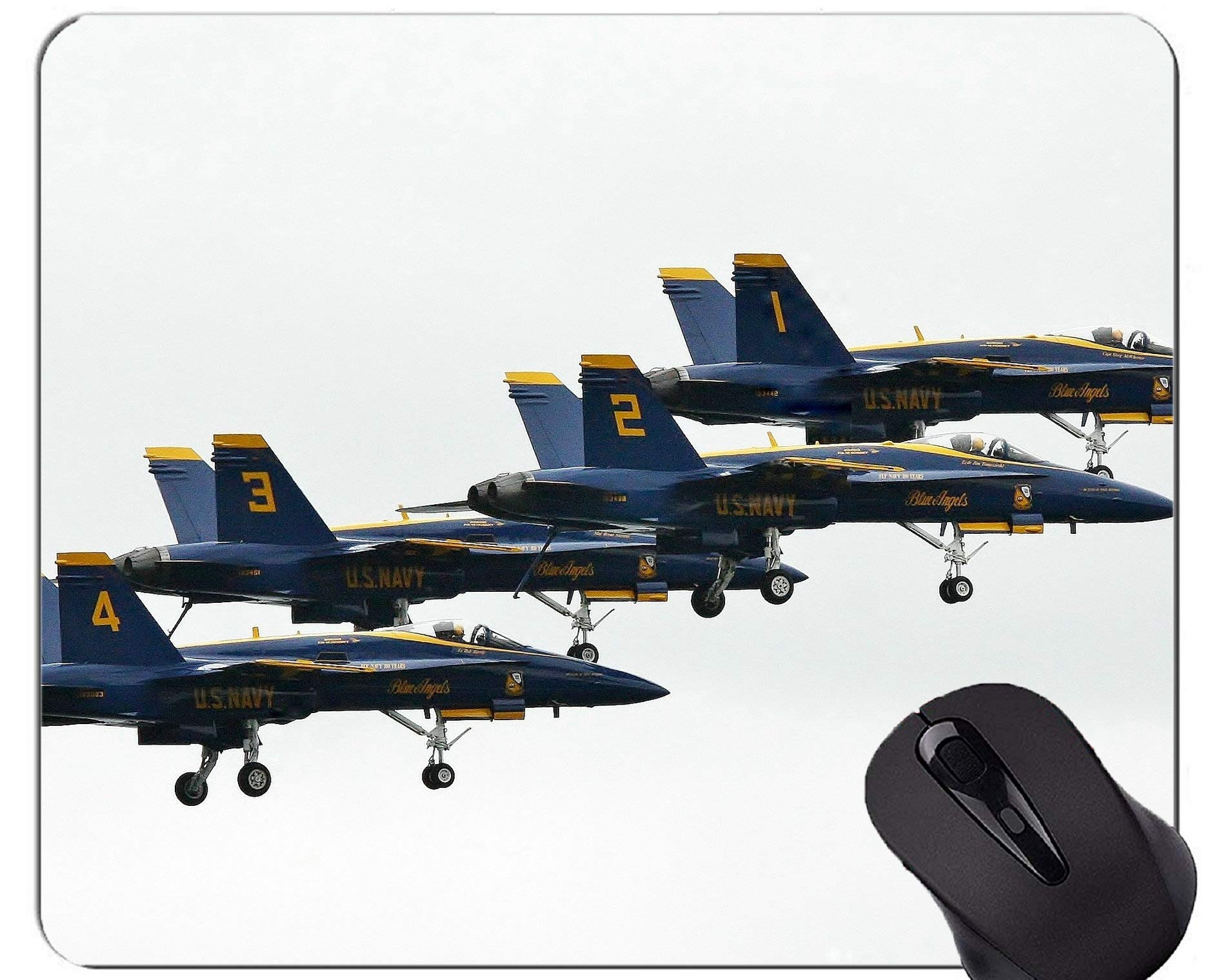 Mouse Pad with Stitched Edge,Jet fighter F 18 bumblebee Non-Slip Rubber Base Mousepad