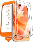 TORRAS Diamond Shield for iPhone 15 Screen Protector [ 9H+ Military-Grade Protection] Unbreakable Shatterproof Tempered Glass for iPhone 15 Full Coverage Screen Protector, 2-Pack