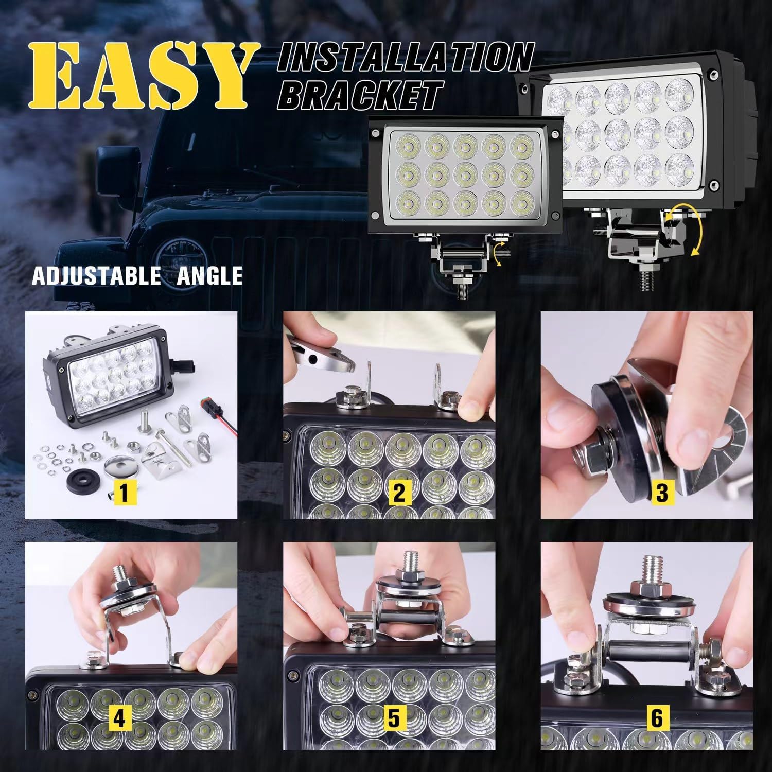 Phare de travail LED,6 Pouces Phare LED 12V