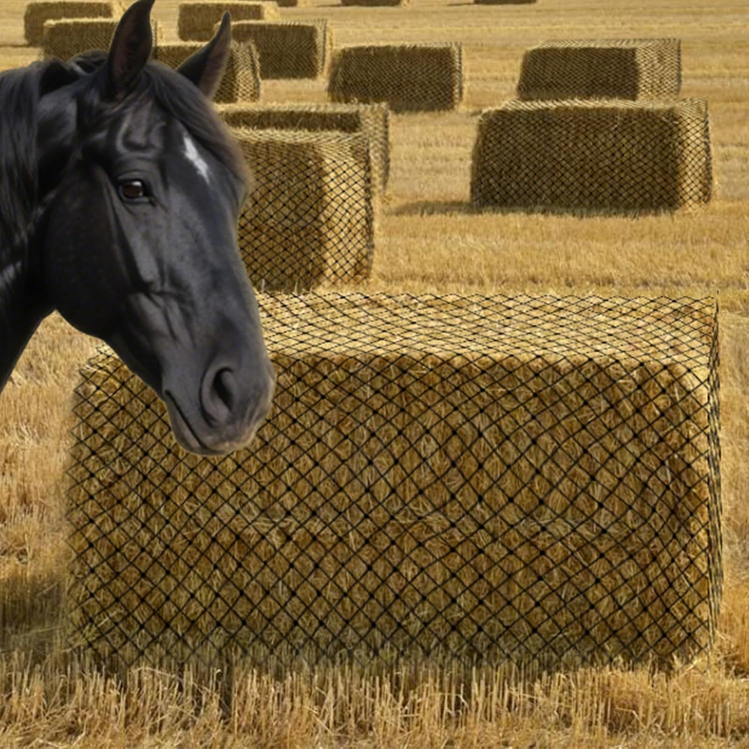 Square Bales Hay Net for Horses Slow Hay Net Feeder for Horses 47x26x20 Slow Hay Bags Feeder for Horses Fits for 36x18x18 to 47x25x17 Hay Bales Bags