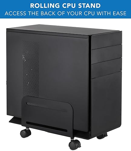 Miniatura 4 de Mount-It! Soporte de torre para computadora, soporte móvil ajustable para CPU con ruedas, carrito rodante de acero resistente, se adapta a la