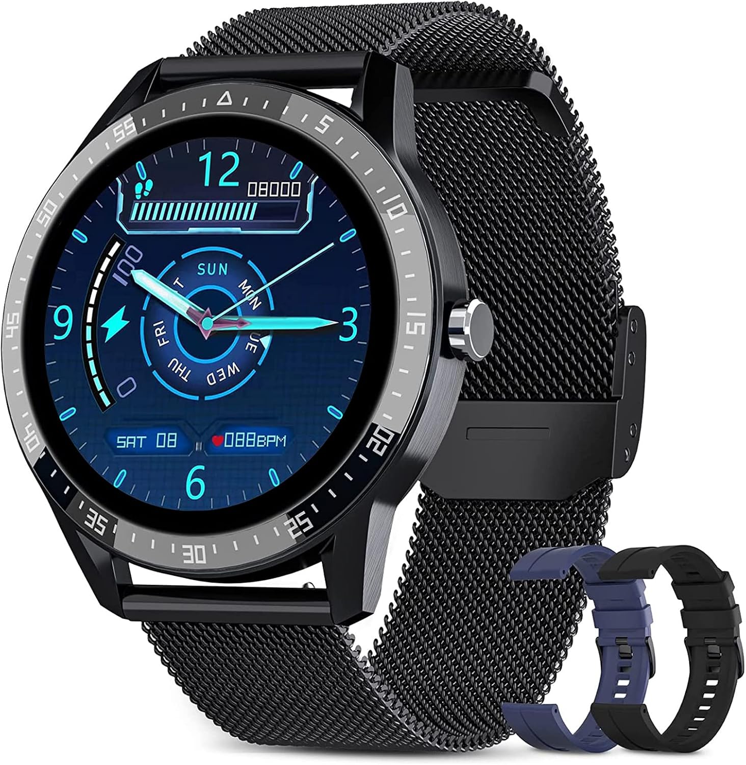 BANLVS Smartwatch Herren, Fitness Tracker IP68 Wasserdicht Smart Watch  Armbanduhr Herren Pulsuhr Schlafmonitor, Schrittzähler Uhr Herren mit 3  Armbänder für iOS und Android Handy, Schwarz: Amazon.de: Elektronik \u0026 Foto