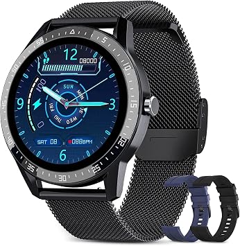 BANLVS Smartwatch, Reloj Inteligente Hombre IP68 con 3 Correas, Pulsómetro,  13 Modos Deportes, Smartwatch Hombre con Notificación Inteligente,  Cronómetros, Podómetro para Android iOS : Amazon.es: Electrónica