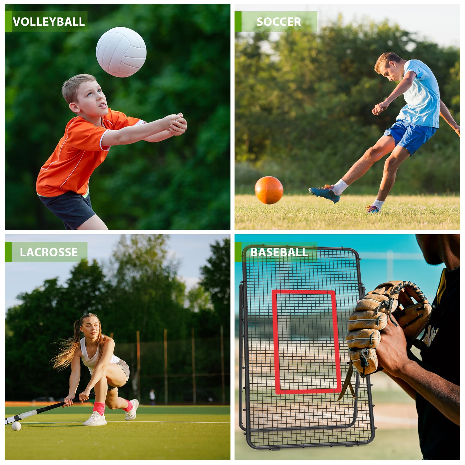 Verstellbares Volleyball Rebounder Netz, Volleyball-Trainingsgerät mit Schlagzone für Schlagen, Servieren, Passen, Spike-Übung, Rücksprungnetz für Baseball, Lacrosse, Tennis, Fußball 2,2 x 1,2 m