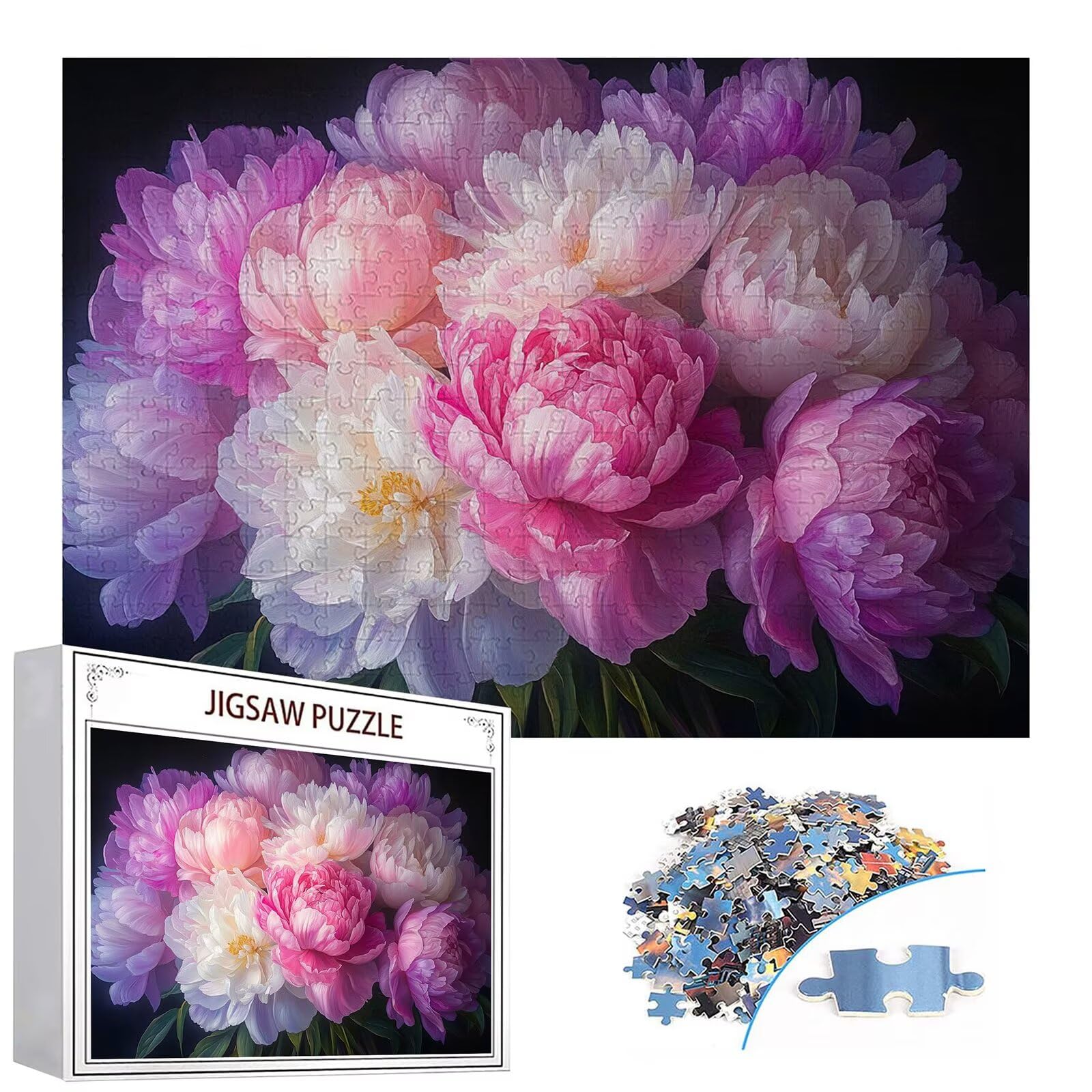 Puzzle 3000 elementów piwonia puzzle dla dorosłych kwiat 122 x 81 cm unikalne rzemiosło klasyczne 3D drewniana układanka do rodzinnych gier aktywnych, układanka zrób to sam do dekoracji ścian domu