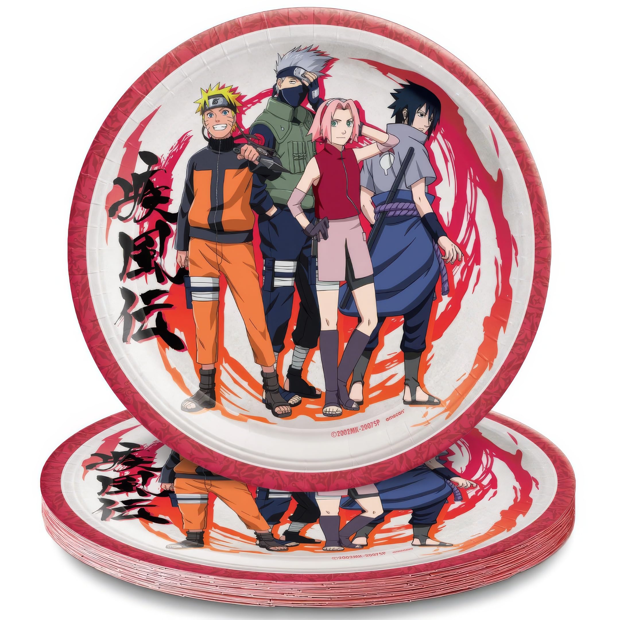 Amscan Naruto-Pappteller, rund, 22,9 cm, bunt, 8 Stück, lebendiges Partygeschirr für Geburtstage, Feiern und Veranstaltungen