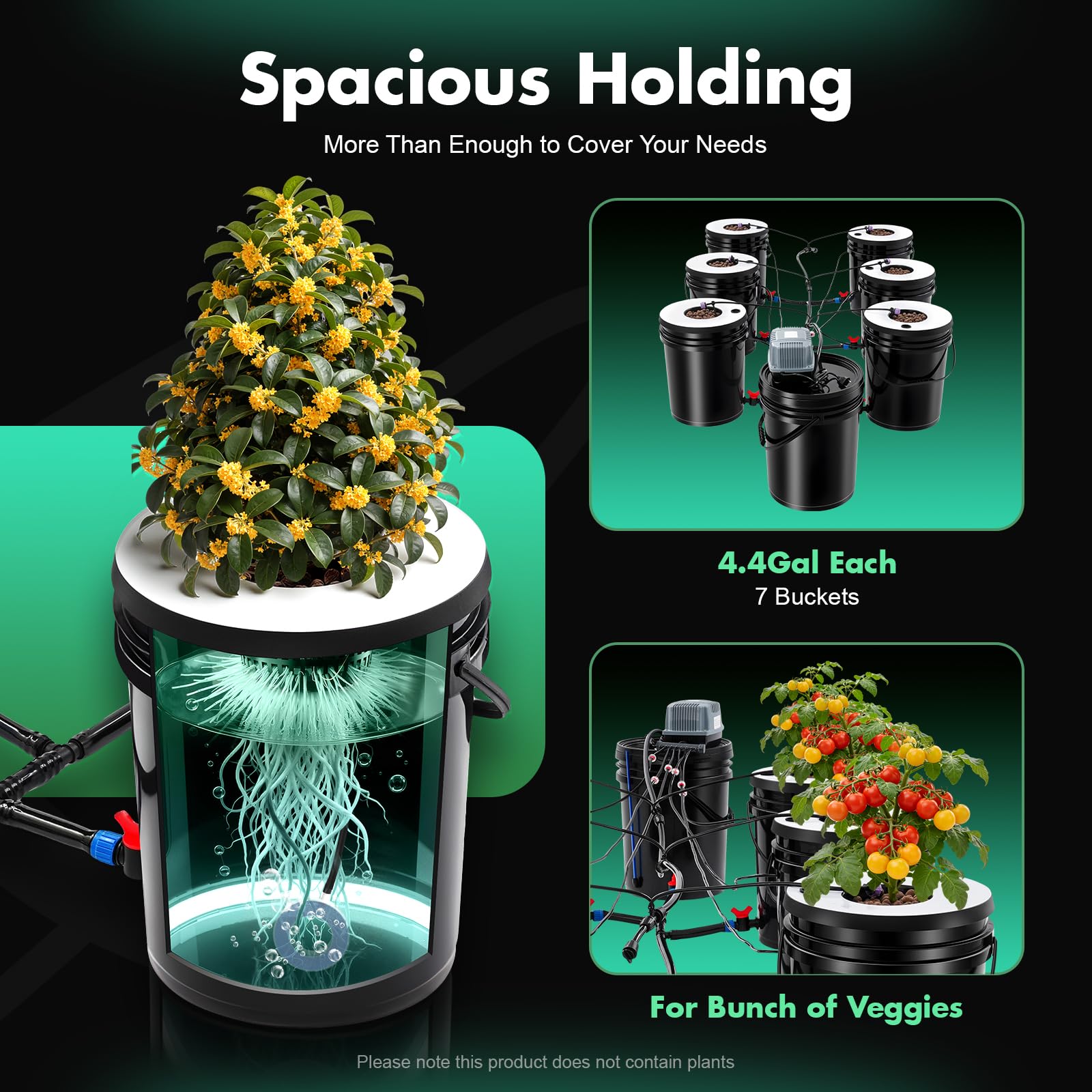 Madelynn Dwc - Kit de cultivo hidropónico (20 L, hidropónico, con 7 maceteros y bomba de aire, para tiendas de campaña en interiores y balcones)