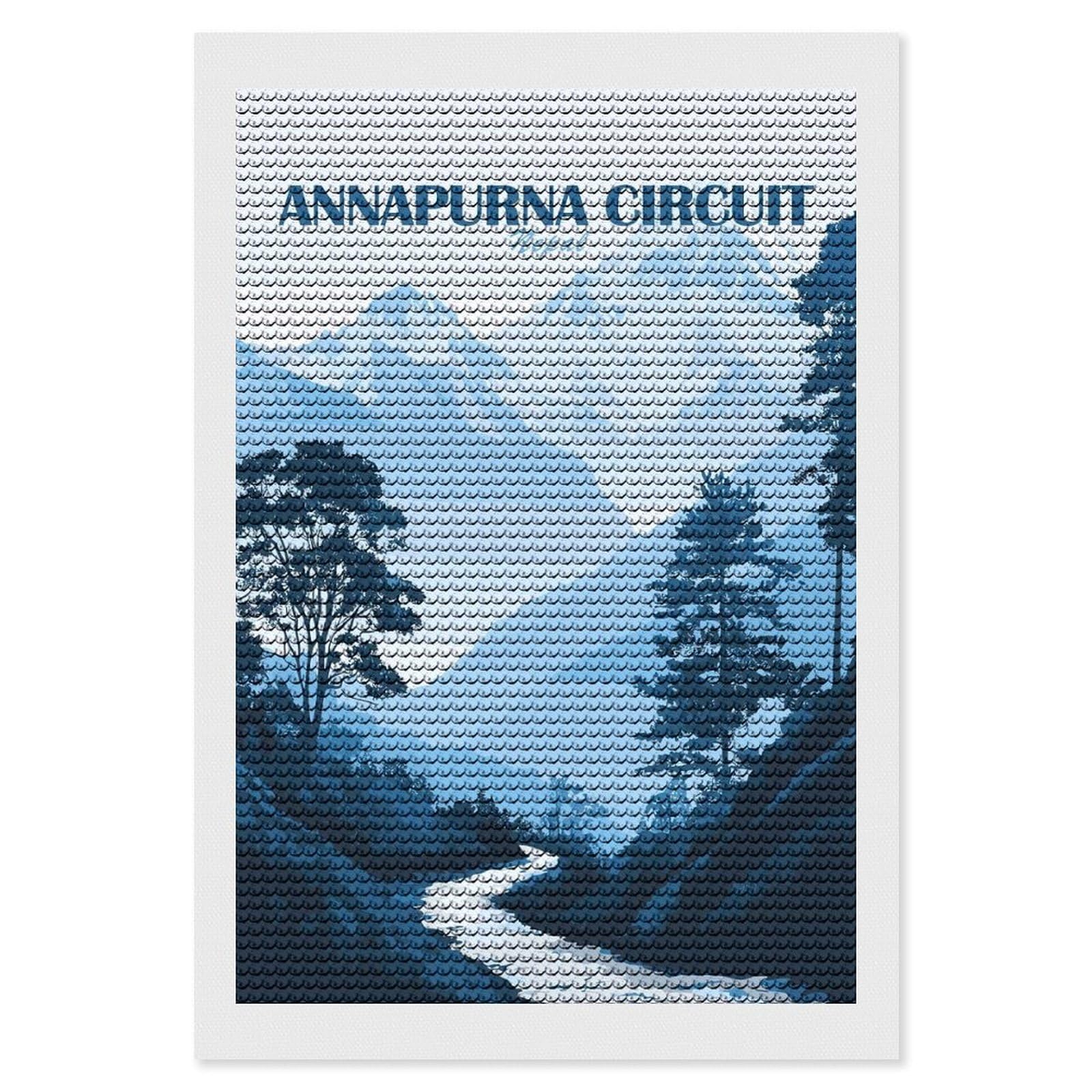 Junmoney Annapurna Circuit Nepal Landscape Art Diamond Art Canvas 8"x12", for Family Craft Time, Creative Leisure Activity, Living Room Decor, Festive Craft Gift