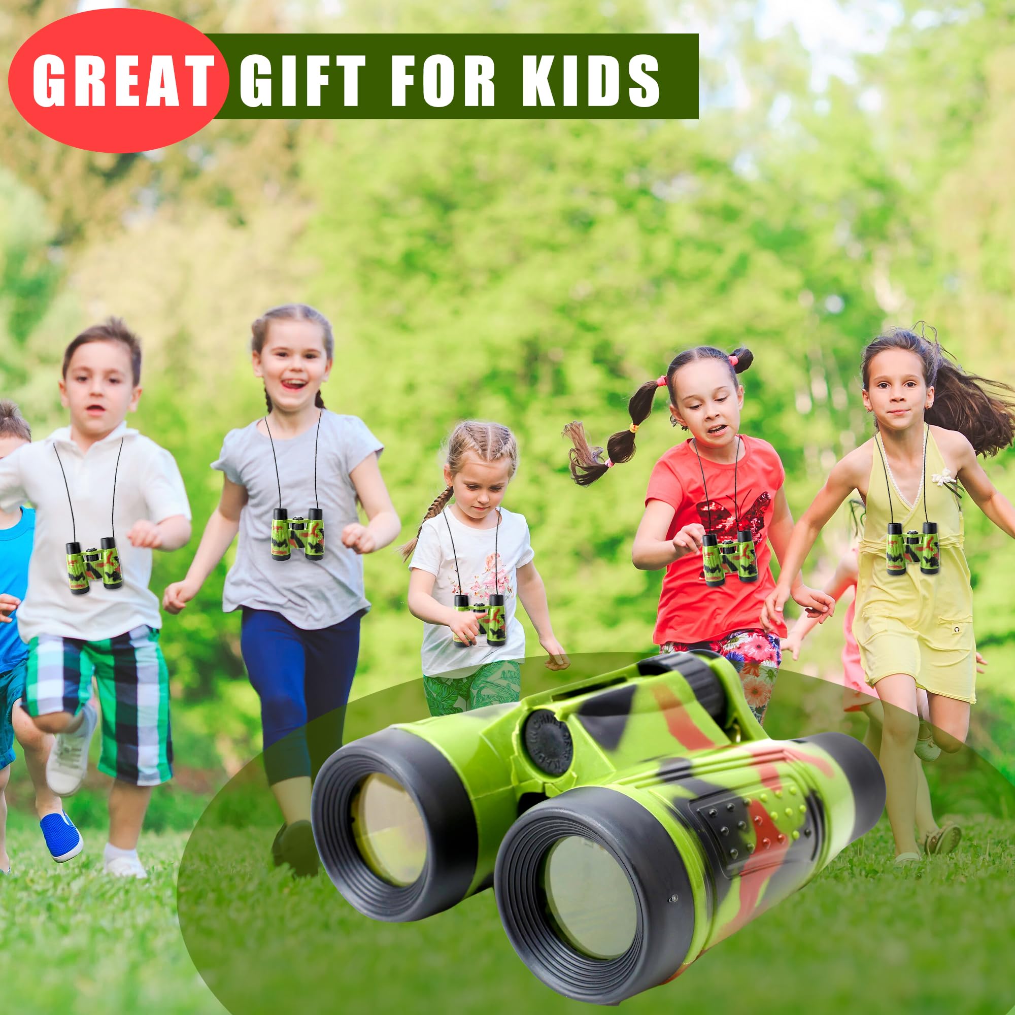 Confezione da 20 binocoli per giocattoli mimetici con cordino da collo, occhiali da sole per bambini, esploratori, regali, campeggio, caccia, safari, regali per feste