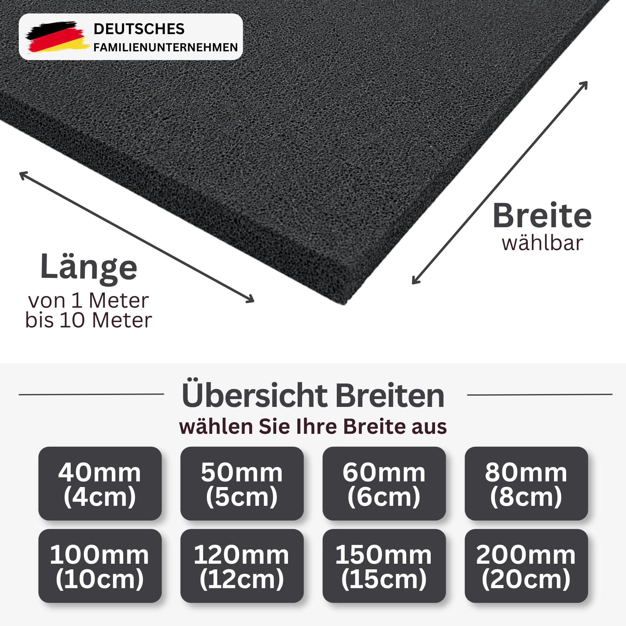 sarian Moosgummi Dichtungsband selbstklebend EPDM bis 10m Länge 3mm -10mm Stärke Schaumstoff Dichtband für Fenster, Türen, Auto, Schalldämmung & Wärmedämmung, stark haftend | Moosgummistreifen mit einseitiger Klebeschicht bis 10m Länge und bis 10mm Stärke