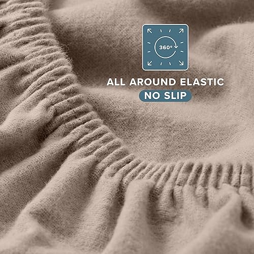 Miniatura 2 de Bare Home Sábana bajera ajustable de franela 100% algodón, aterciopelada, suave y pesada, franela de doble cepillado, bolsillo profundo (individual,