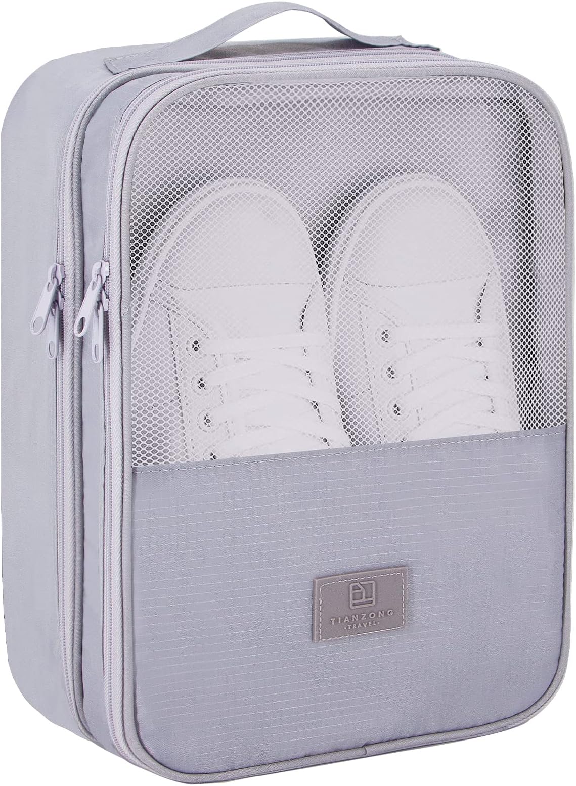 Large Shoe Bags for Travel Holds 3 Pair of Shoes, Shoe Organizer Storage Pouch Waterproof Travel Essentials Packing Cubes for Travel and Daily Use with Zipper(Grey L โup to shoe size 12)