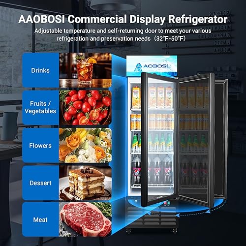 Miniatura 2 de AAOBOSI Refrigerador comercial comercial, refrigerador de pantalla de puerta de vidrio de 12.29 pies cúbicos, refrigerador vertical para bebidas con