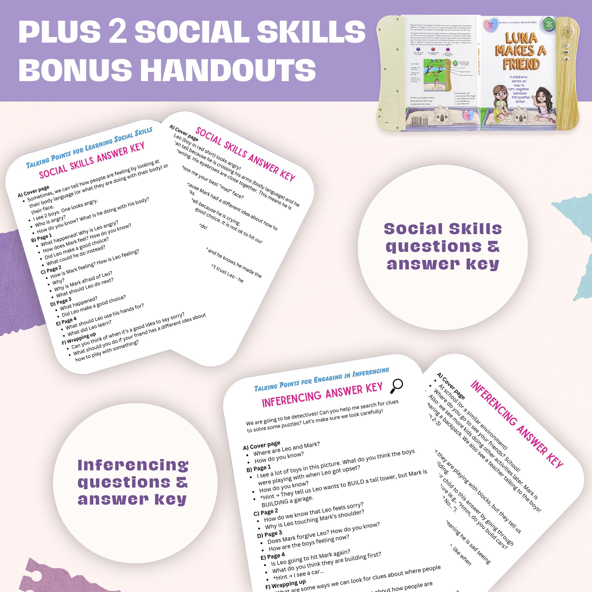 Big Heart Toys Luna Makes a Friend Sound Book for Kids with Autism | Montessori Autism Sensory books | Builds Social Skills, Emotional Learning & Communication | Neurodivergent Children's sound Books