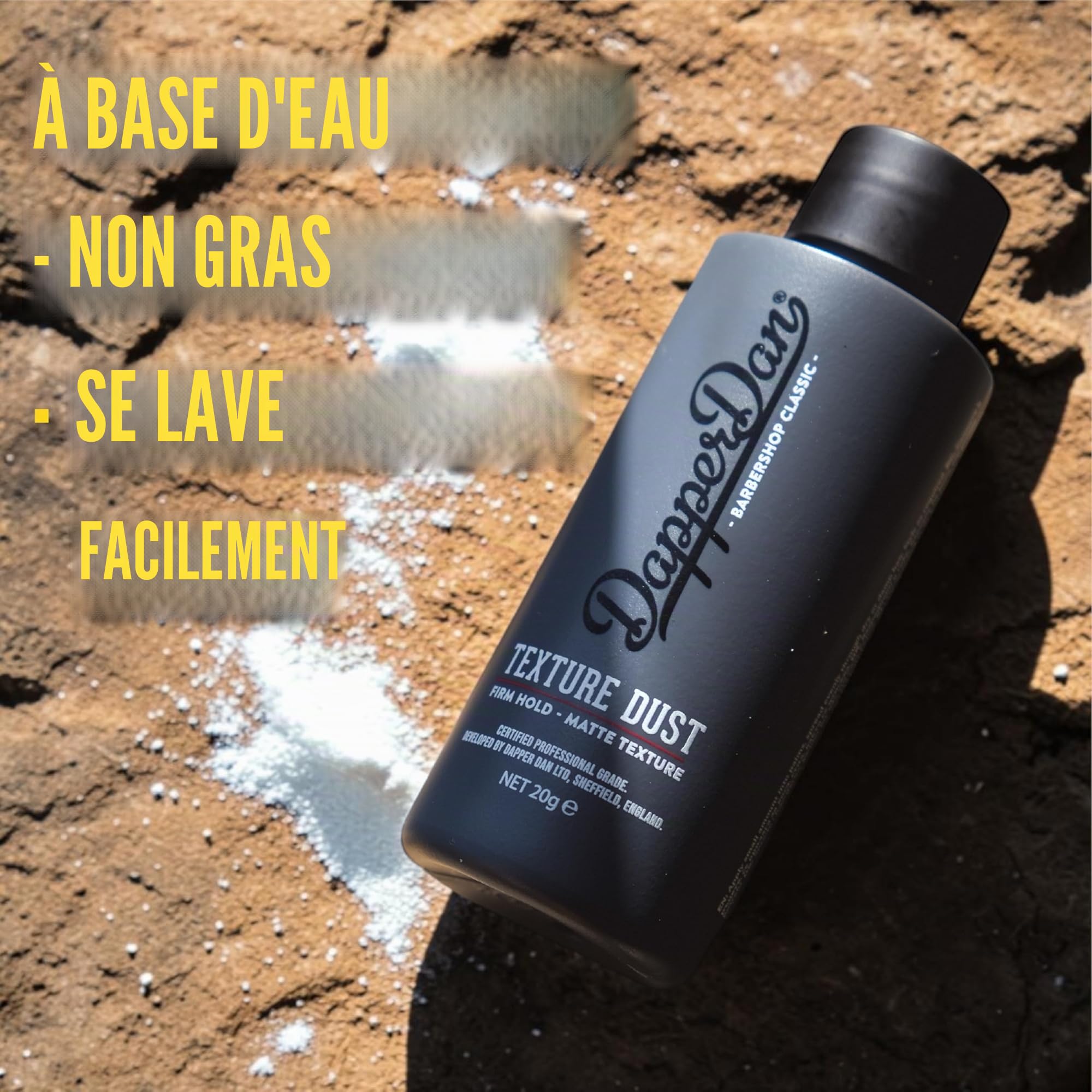 Dapper Dan Texture Dust Ultra Matifiante, Poudre de Texture Capillaire Facile à Appliquer pour Hommes, Tenue Légère et Flexible, Ajoute du Volume, Poudre Coiffante à Tenue Élevée, 1 x 20g