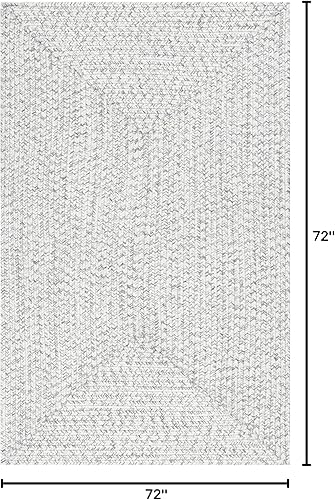 Miniatura 2 de nuLOOM Wynn - Alfombra de área trenzada para interiores y exteriores, 6 pies, redonda, marfil