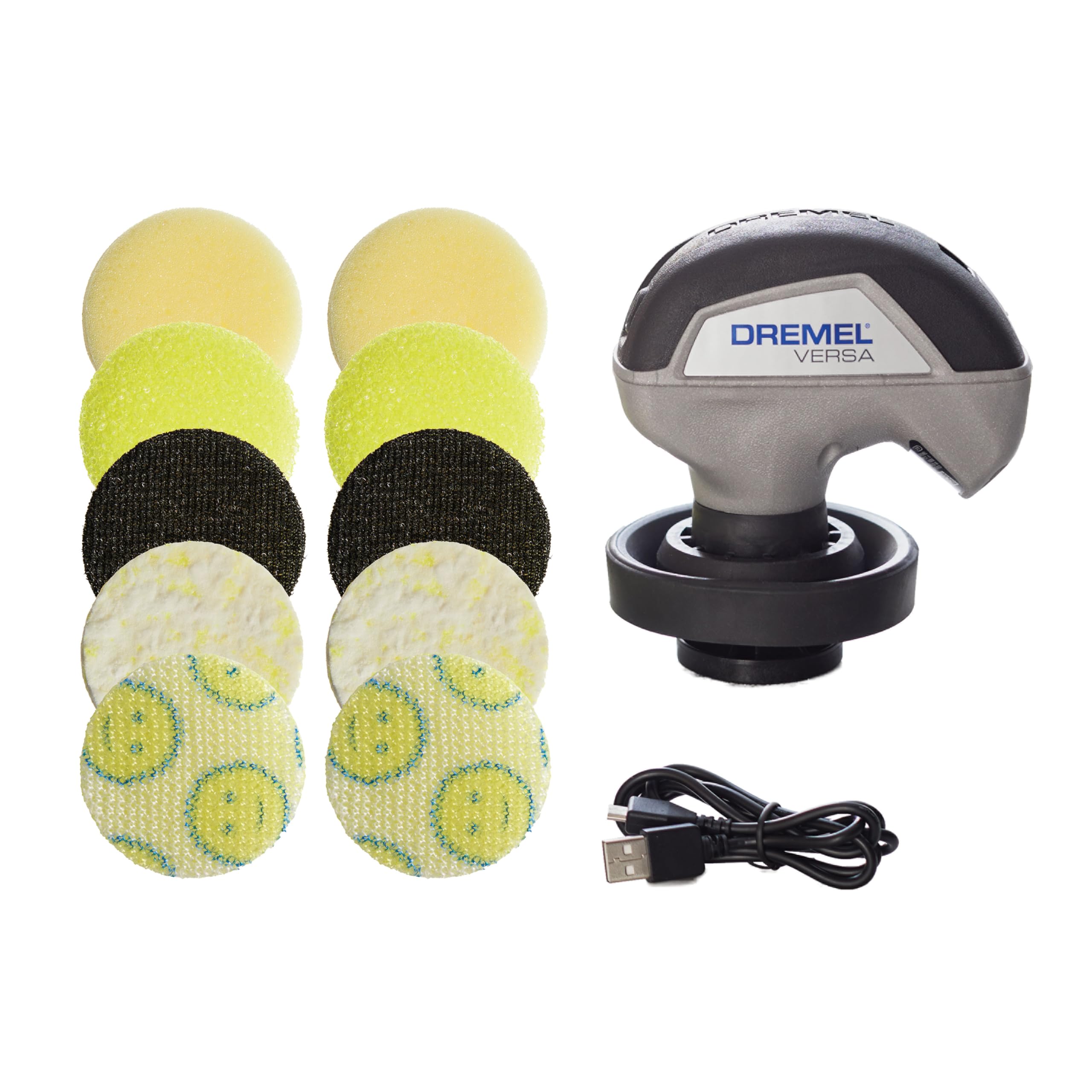 Dremel Versa Power Scrubber Kit with 5 Scrub Daddy Cleaning Sponge Pads PC10-07 + Additional 5-Pack of Versa Scrub Daddy Cleaning Sponge Pads, PC360-5