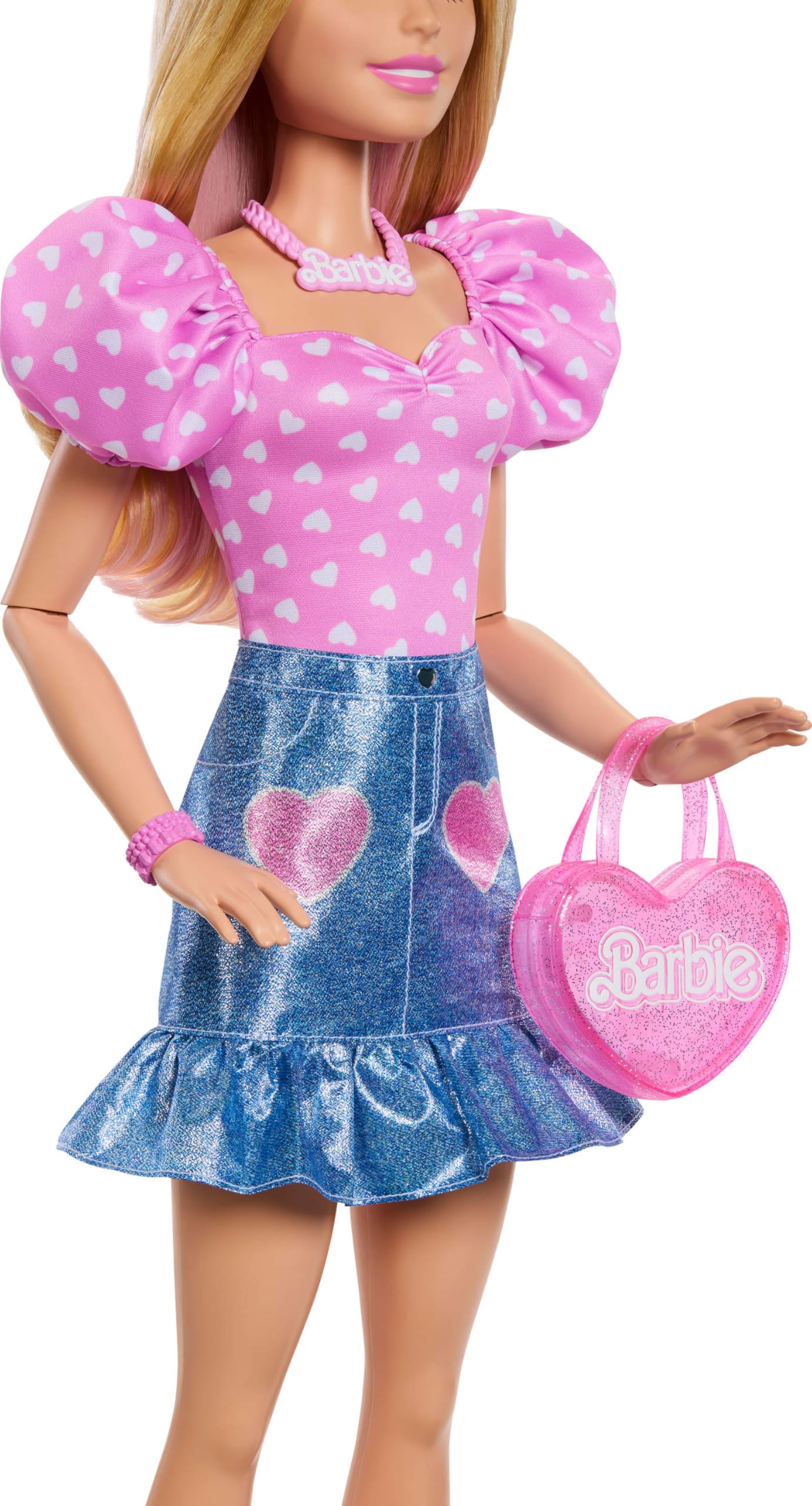 Barbie 28-in Blonde Fashion Doll with Removable Fashions, Pink Top