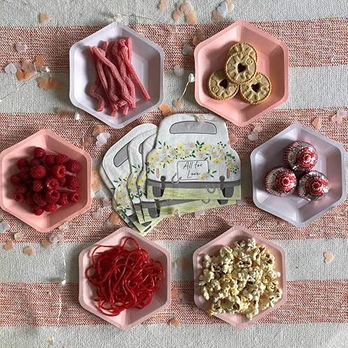 Miniatura 4 de Talking Tables We Heart - Platos desechables hexagonales mate pequeños, 12 unidades, para una fiesta de cumpleaños o celebración, multicolor