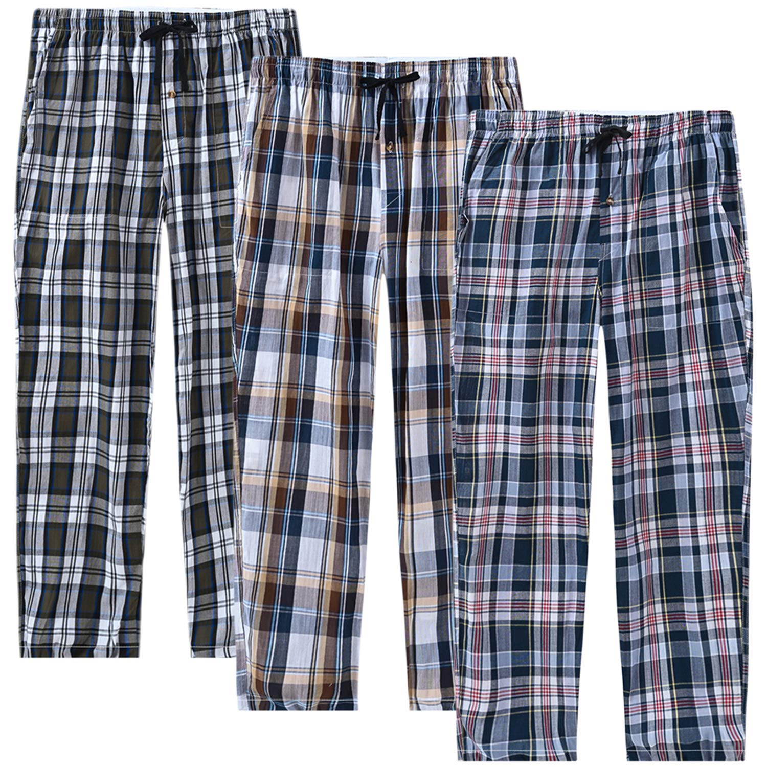 MoFiz Pantaloni Pigiama Uomo Cotone Lungo Pantaloni a Quadretti con Tasche