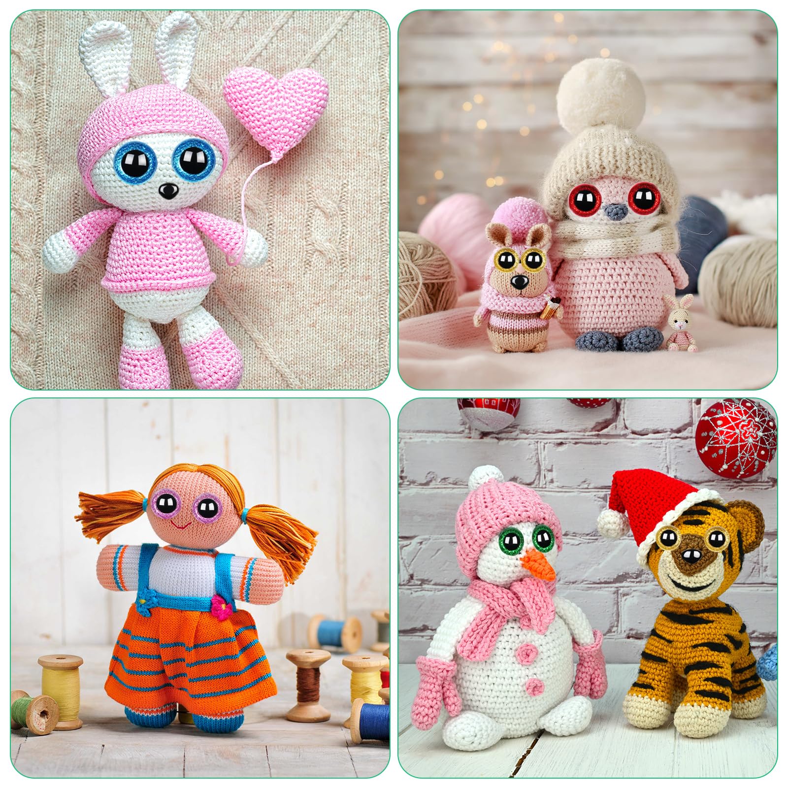 Ojos De Seguridad Para Amigurumi 15 Mm - 20 Unidades En 5 Colores Con Arandelas