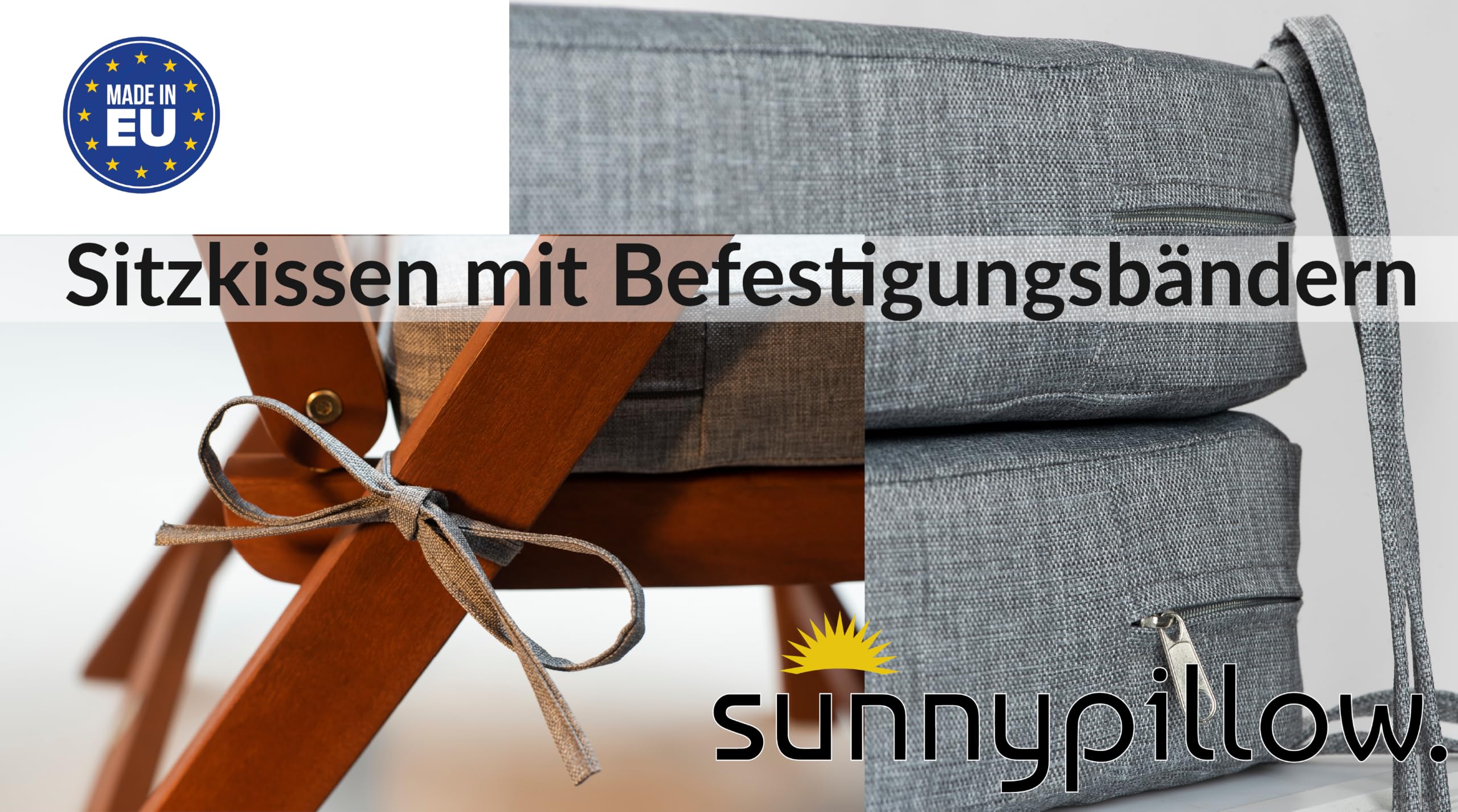 sunnypillow Lot de 2 Coussins de Chaise 40 x 40 x 7cm, Extérieur - imperméables résistants aux UV - Coussin d'assise pour bancs - Coussin de siège pour la Maison et Le Jardin - Gris
