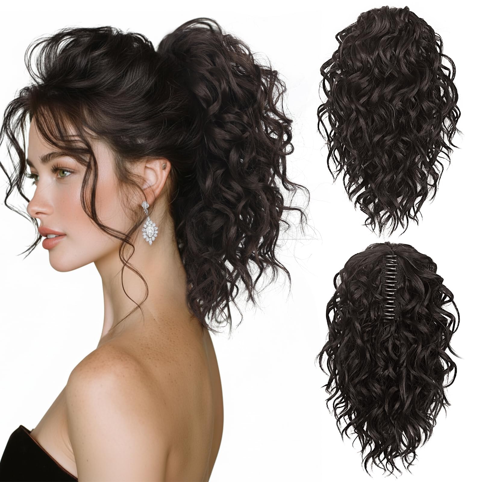 Photo 1 of 12 Inch Ponytail Extension, Curly Pony Tails Hair Extensions, Claw Clip