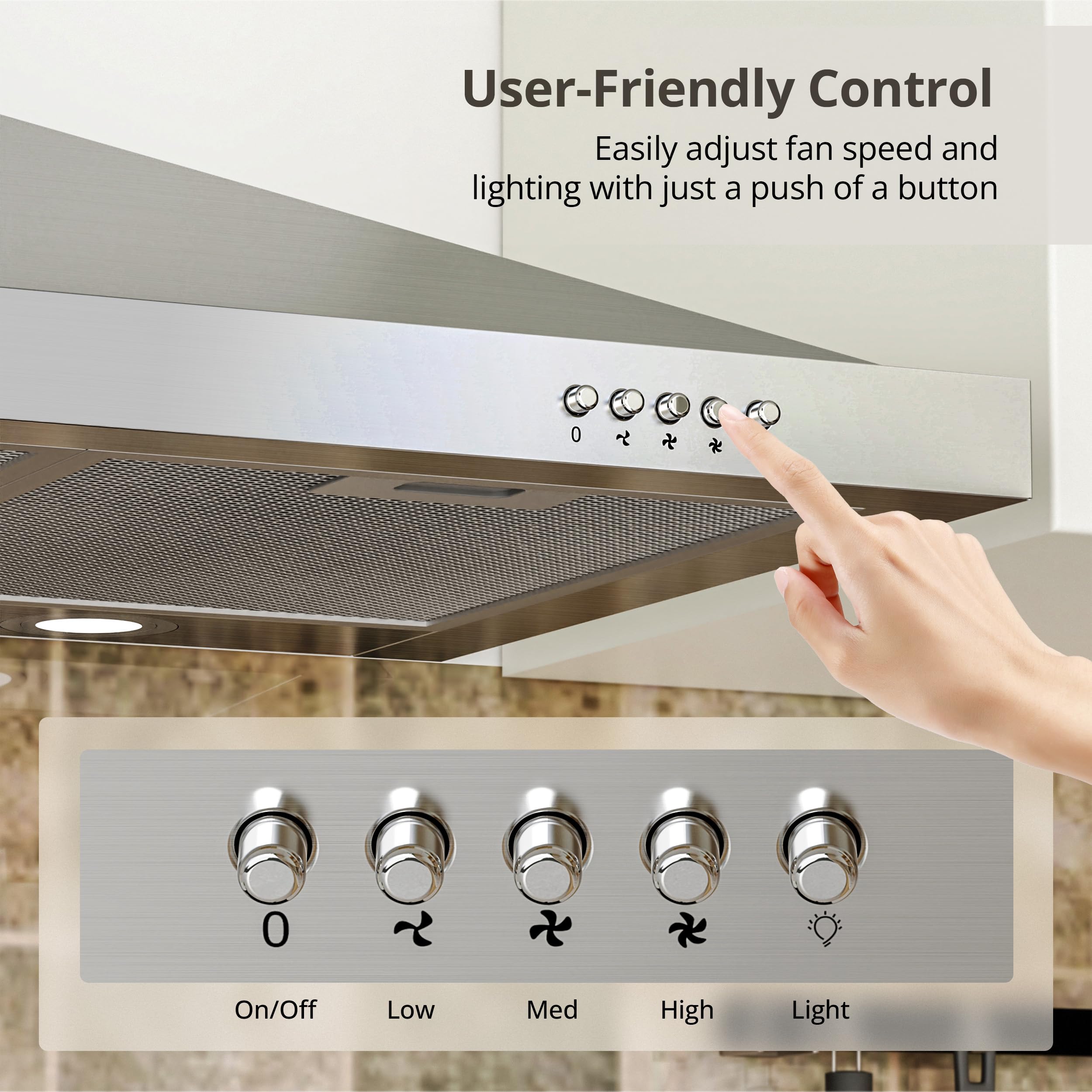 Campana extractora de 36 pulgadas con convertible con conductos/sin conductos, 450 CFM de acero inoxidable para montaje en pared, campana de cocina estilo chimenea, campana de ventilación 9