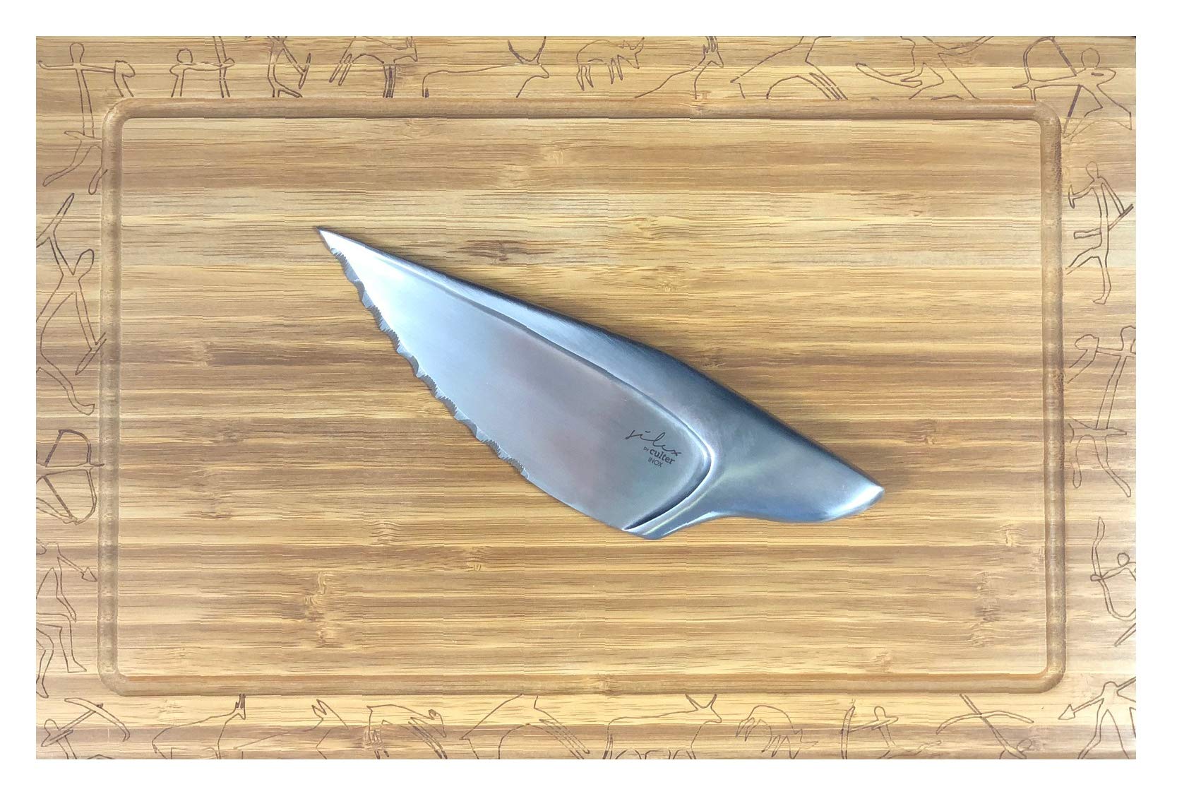 Topkapi - Set di 3 pezzi per bistecca Silex con tagliere, design preistorico di altissima qualità, evoluzione di coltelli e forchette