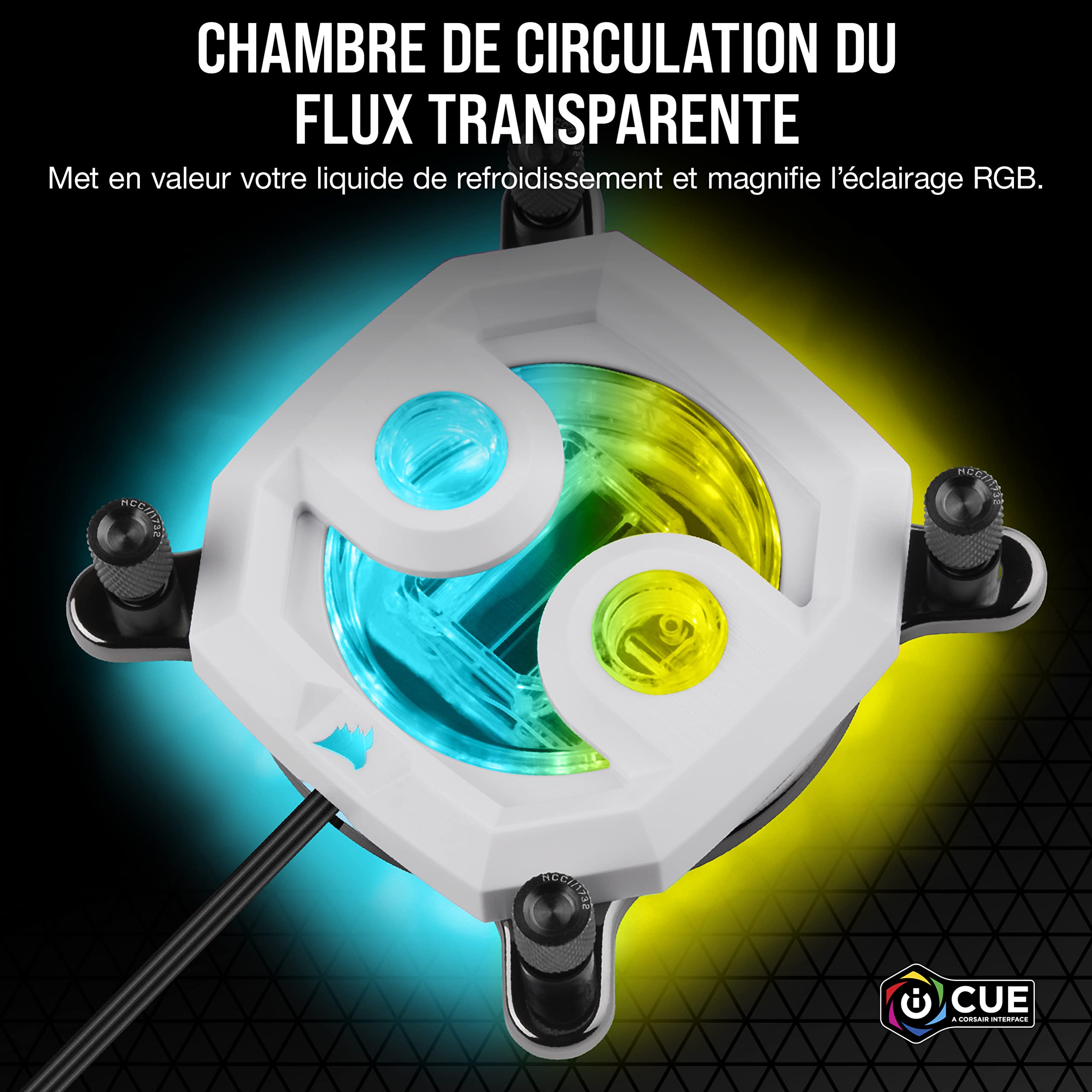 Corsair Hydro X Series XC7 RGB PRO Waterblock pour Processeur Intel LGA 1700, 1200, 115X et Socket AMD AM4 (Plaque Froide en Cuivre Nickelé, Plus de 110 Micro-Ailettes de Refroidissement) Blanc