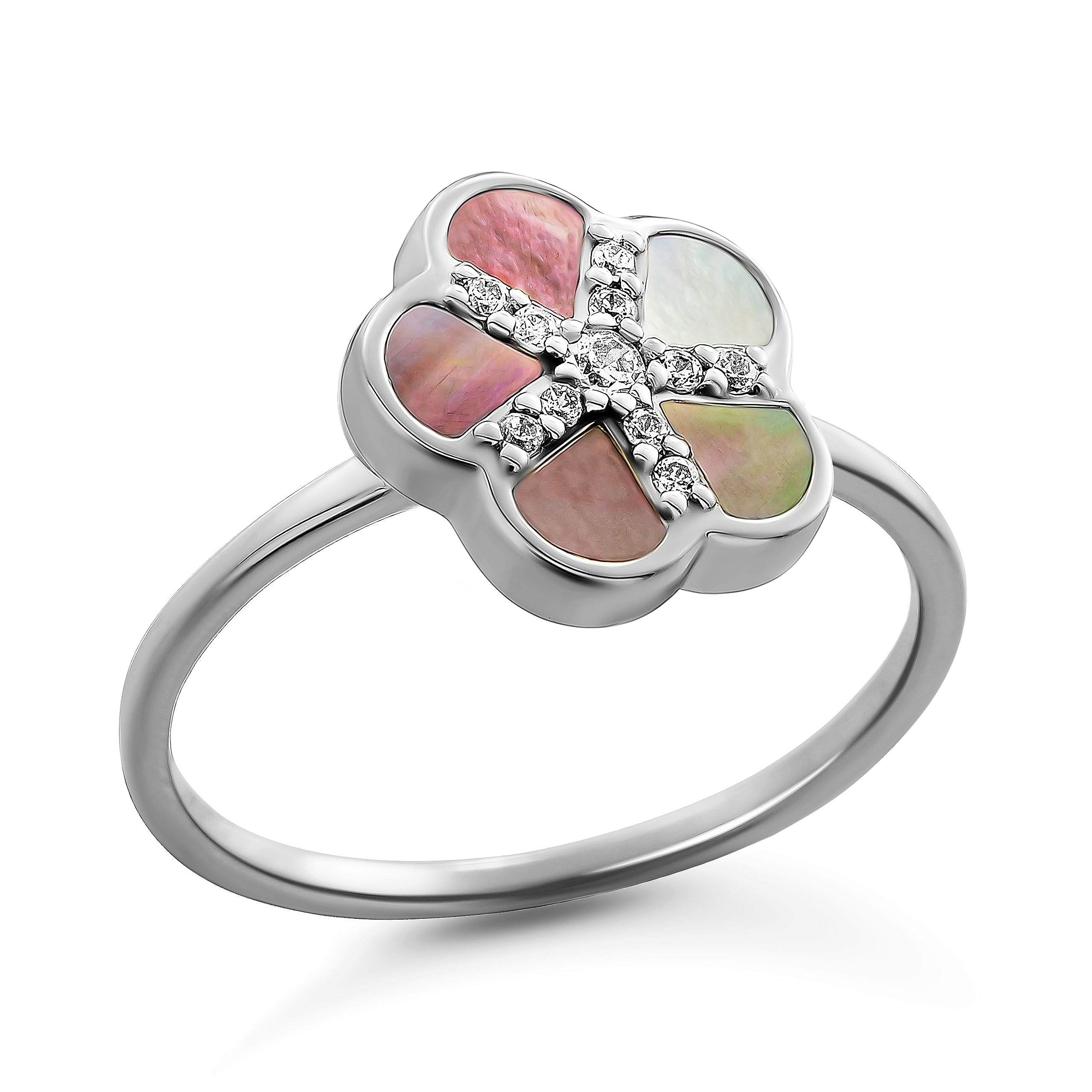 Orphelia Anello in argento 925 con madreperla nera e zirconio misura 60, Argento sterling, Zirconia cubica