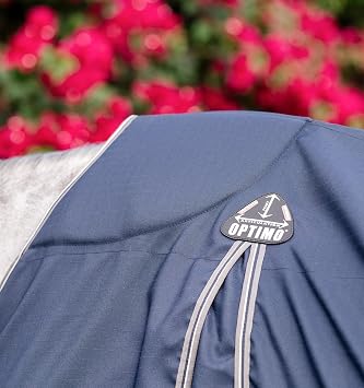 Horseware Rambo Optimo Stable Sheet - Navy/Thunderstorm Grey & Silver, 72 inches
