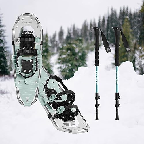 Vista 41 de Retrospec Drifter Snowshoes & Trekking Poles Bundle with Adjustable Bindings - Lightweight Aluminum Snow Shoes for Women & Men - All Terrain Hiking