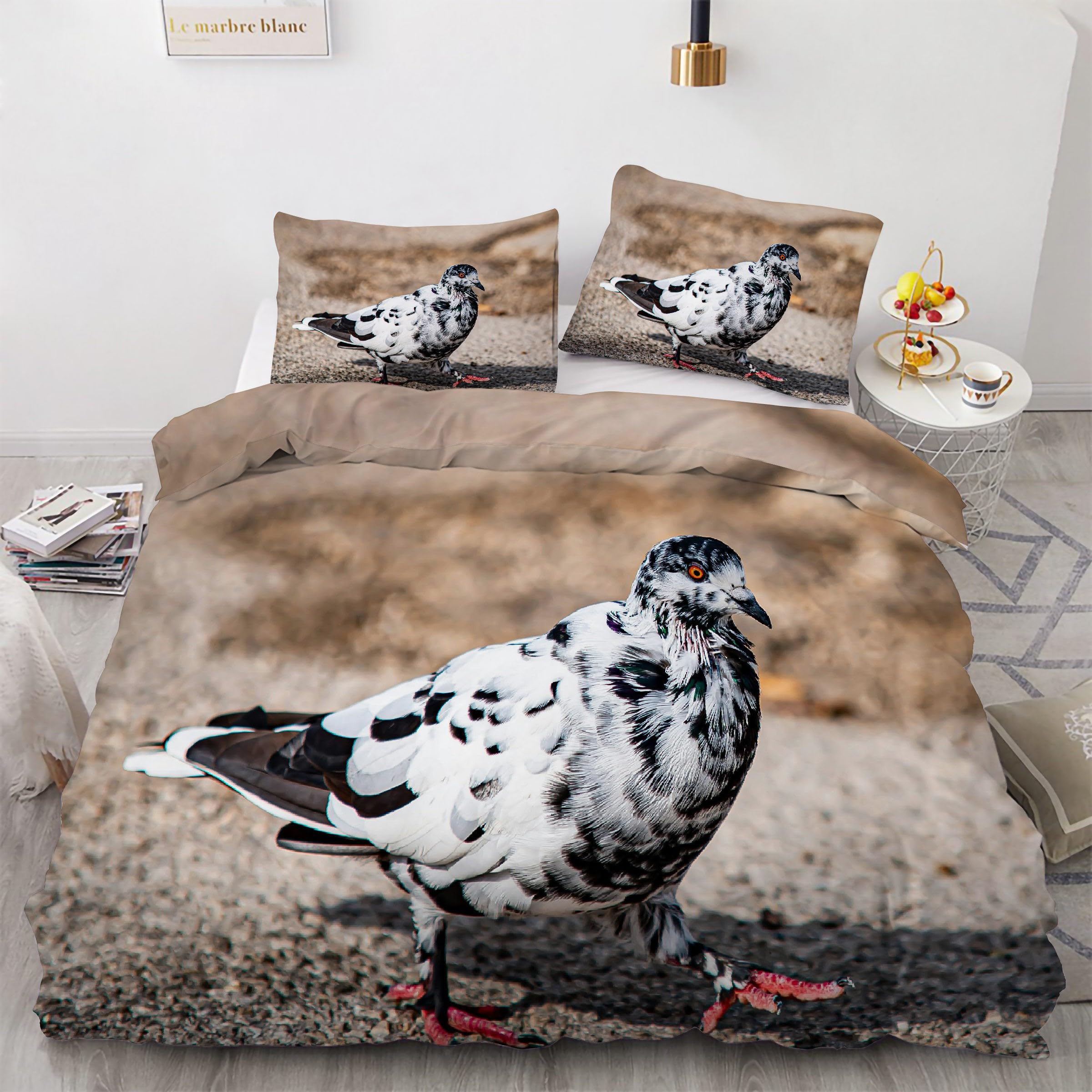 Parure housse de couette 240x260 bicolore microfibre ensemble literie 3 pièces noir blanc Kg4686