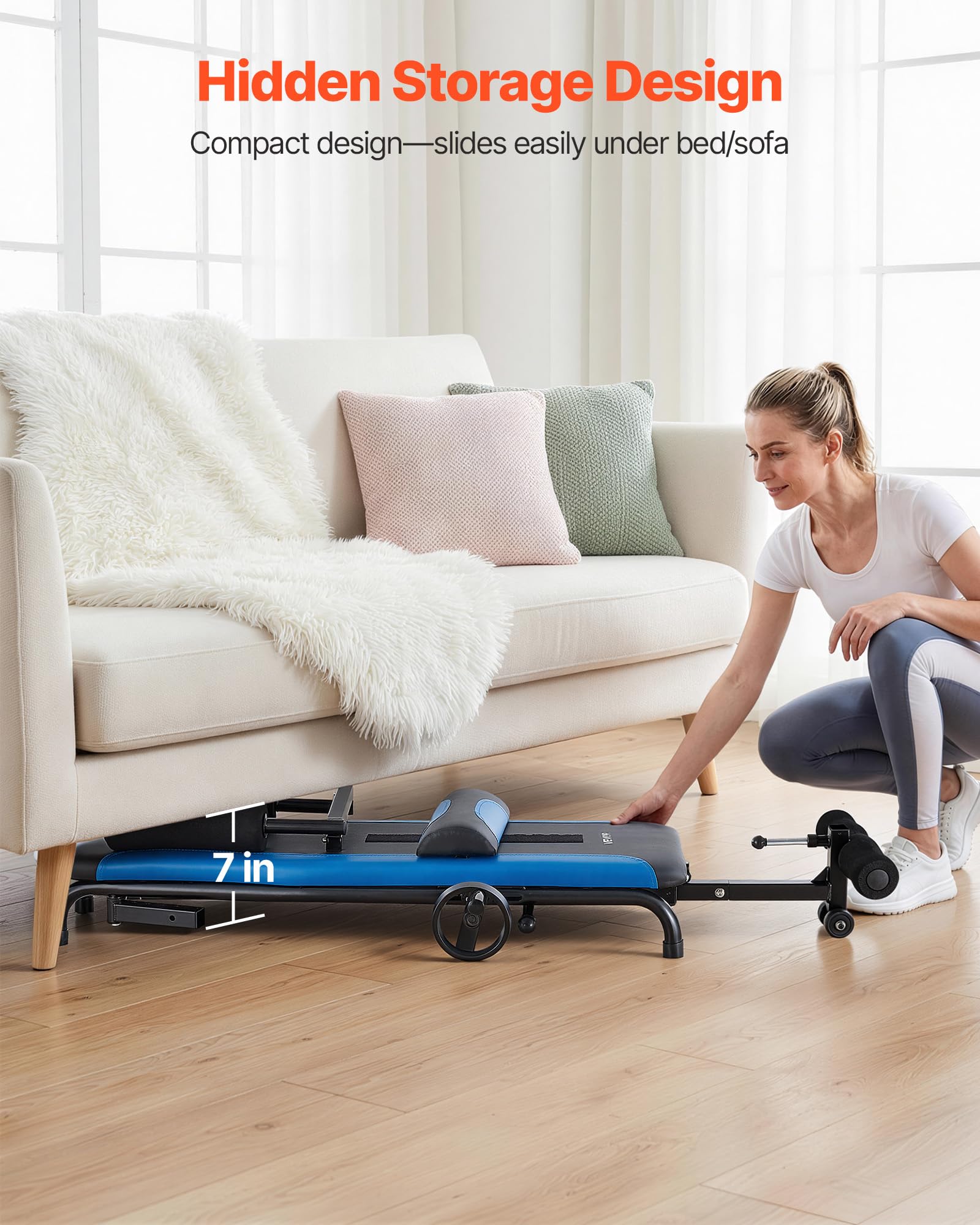 VEVOR Mesa de Tracción Lumbar Capacidad de 159 kg, Banco de Estiramiento de Espalda Estructura Estable, Reposabrazos Ajustables, Alta Resistencia, Tabla de Inversión para Hombros, Cuello, Espalda