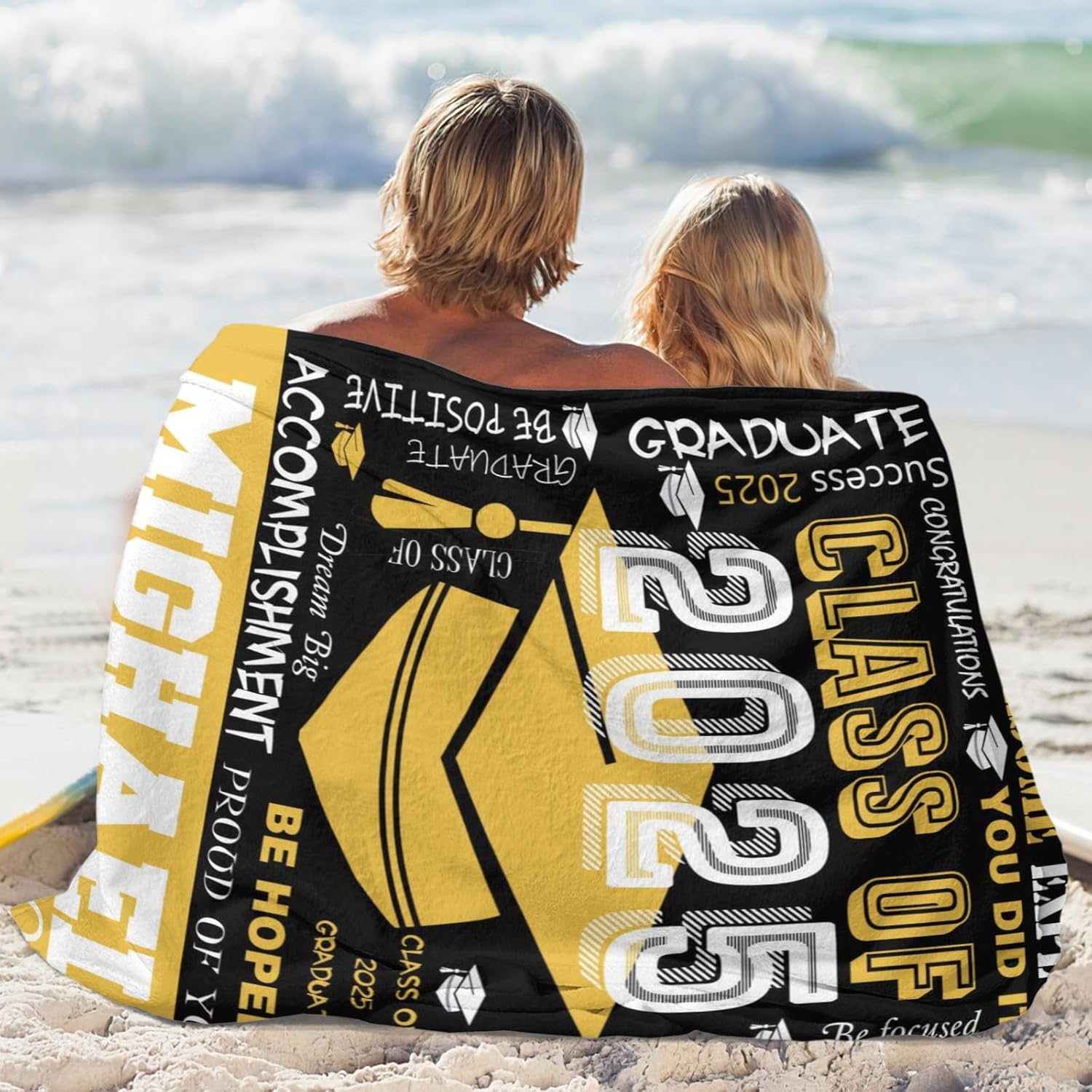 Custom Graduation Blanket with Name, Personalized Class of 2025 Throw Blanket, Customized High School College Masters Degree PhD Graduations Gift