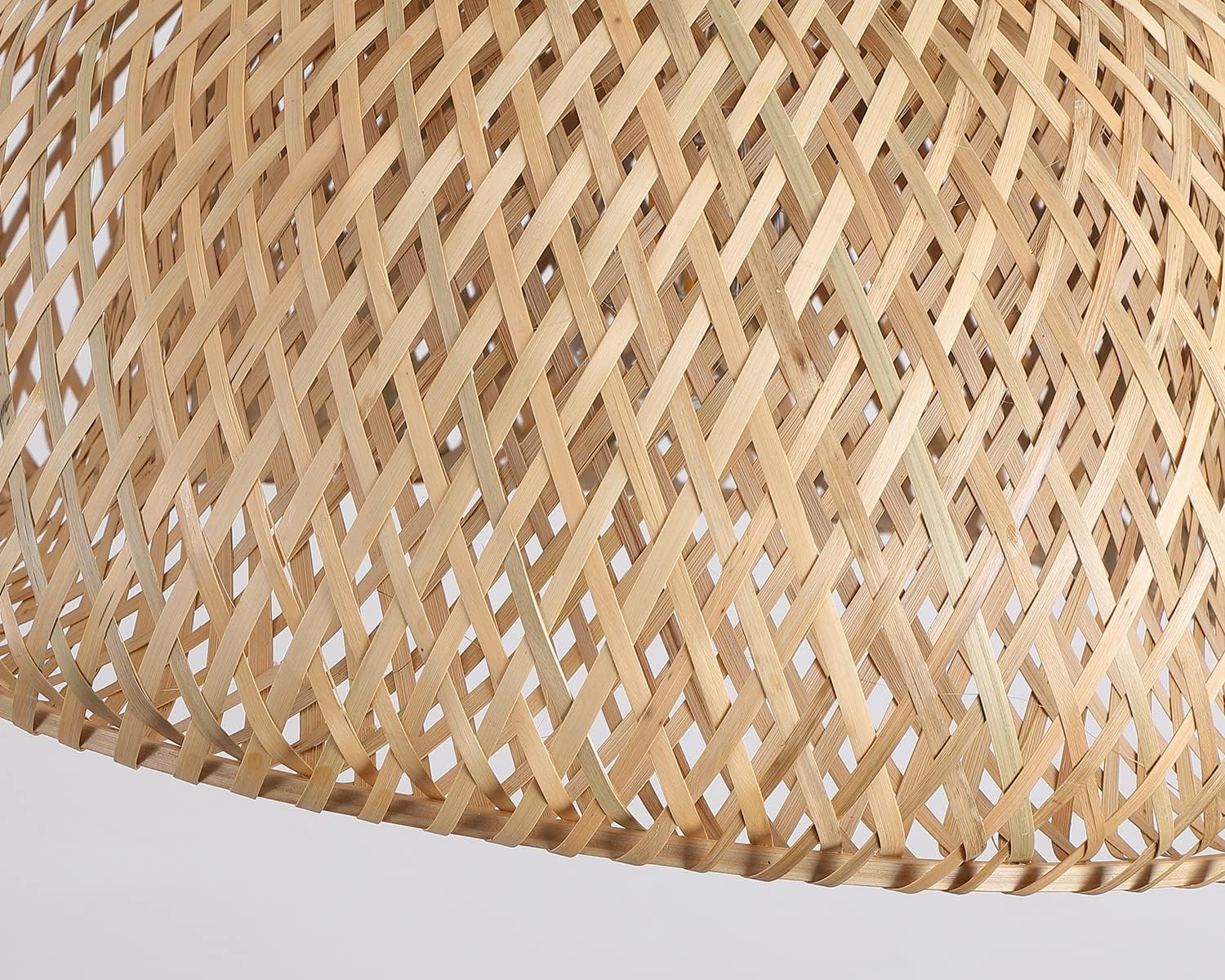 Rattan Pendelleuchte, 45cm Bambus Lampenschirm Boho, Hängelampe Küchenlampe Deckenlampe für Esstisch, Wohnzimmer, Schlafzimmer(E27 Fassung, keine Glühbirne)
