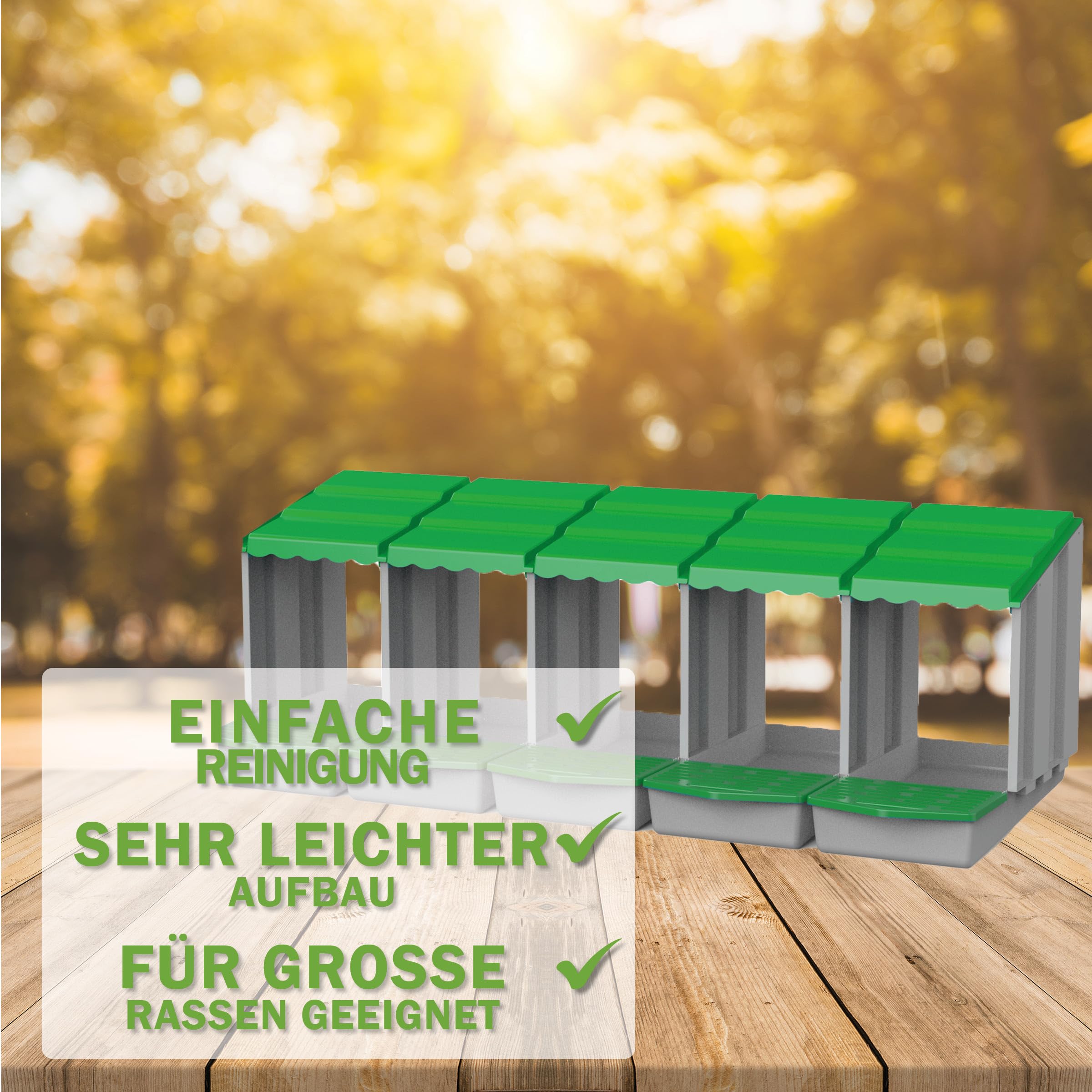 MeineHennen Hühner Legenest/Abrollnest aus robustem Kunststoff zur Wandmontage, erschafft einen sicheren Sammelbereich für Eier, mit int. Klappe, grau/grün, LxHxB 51,5 x 46,5 x 139,7 cm
