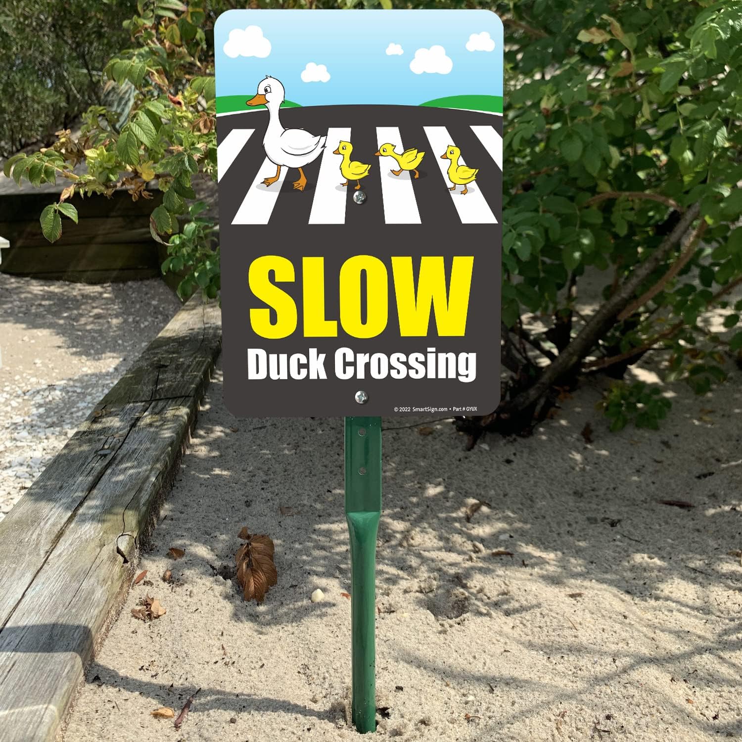 SmartSign 10 x 7 inch “Slow Duck Crossing” LawnPuppy Yard Sign with 18 inch Stake, 40 mil Aluminum, Laminated Engineer Grade Reflective, Multicolor, Set of 1