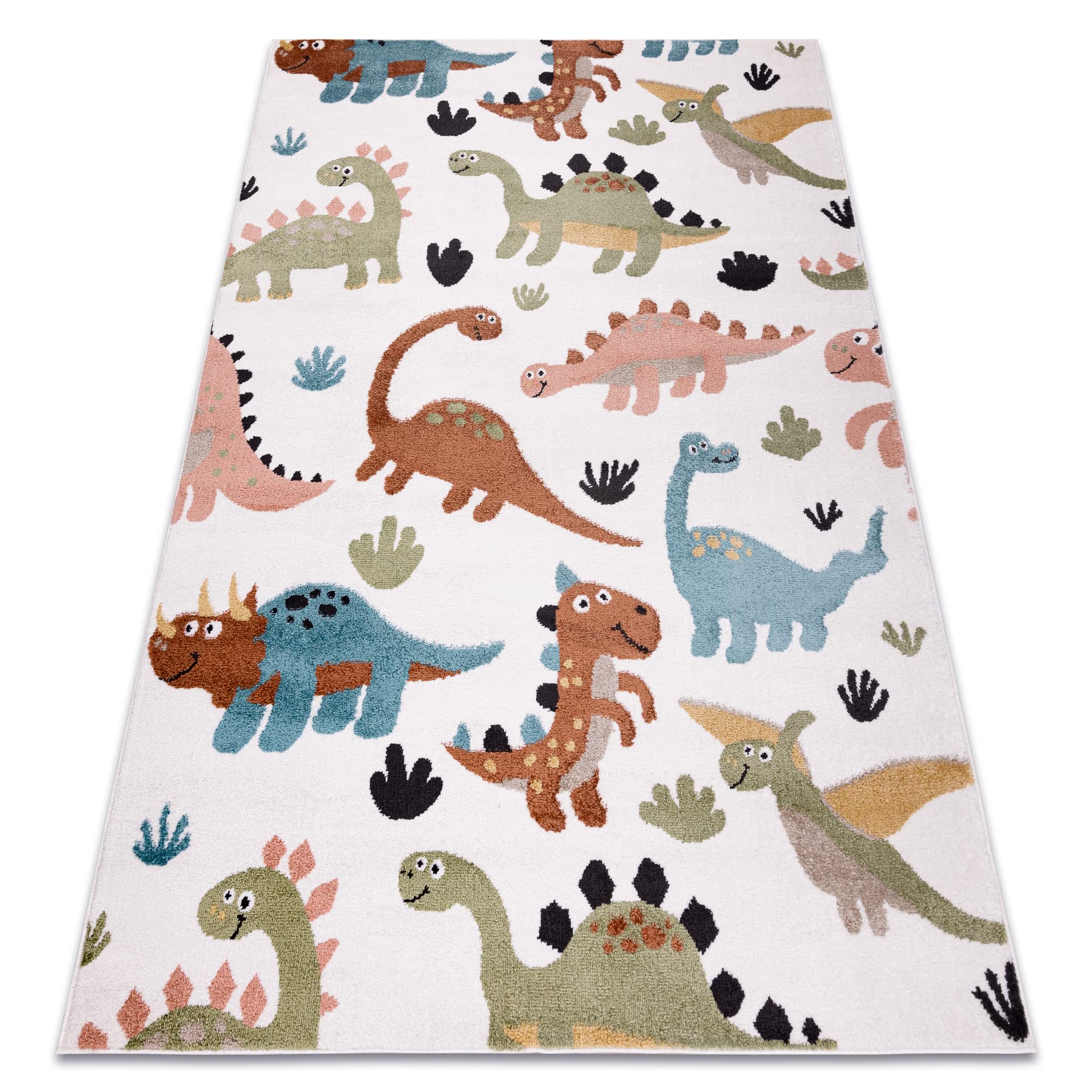 Dywan Fun Dino dla dzieci, dinozaur kremowy 140 x 190 cm