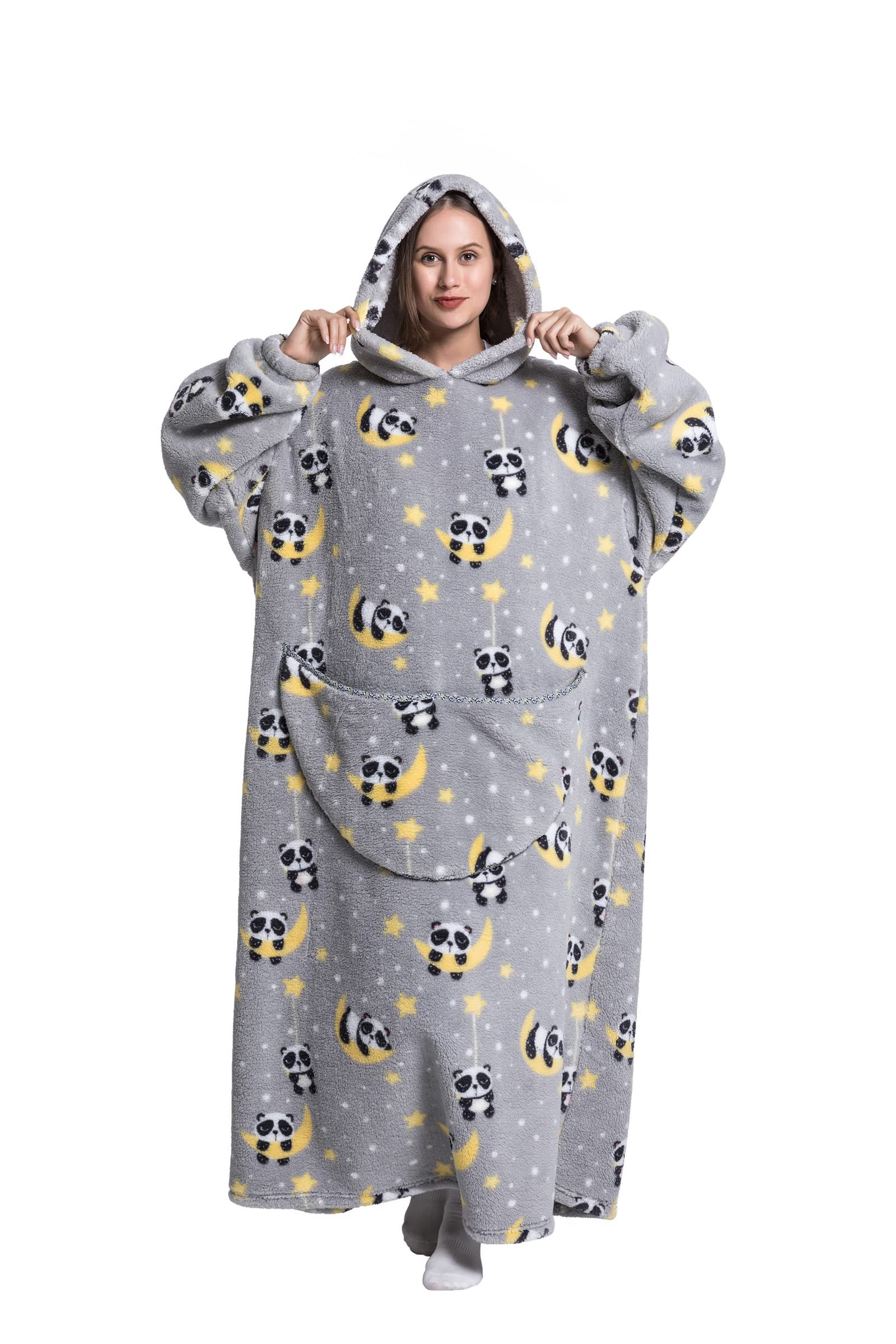 Pterygoid Extra Long Oversized Blanket Hoodie,Wearable Hooded Blanket Adult for Women and Men,Hoodie Blanket with Pocket,Fluffy Throw Sweatshirt - Image 2