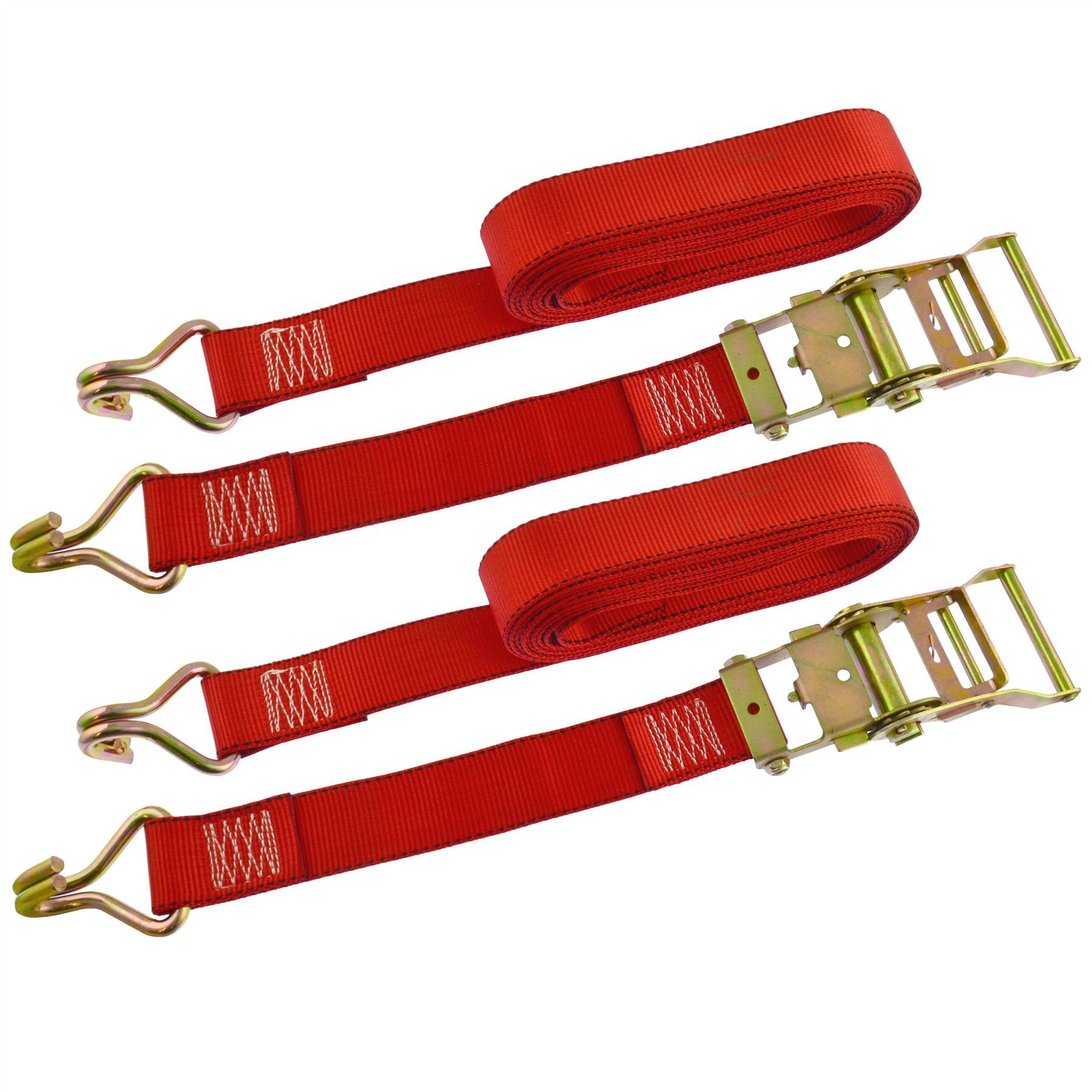 Sangle à cliquet rouge remorque attache crochet 5m sangle d'arrimage de fret 750kg x 2 (la paire)