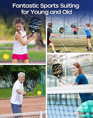 Miniatura 6 de Pickleball Paddles Set of 4, USAPA Approved Pickleball Set with 4 Balls and 1 Carry Bag 4 Replacement Grips, Light Pickleball Rackets for Beginners