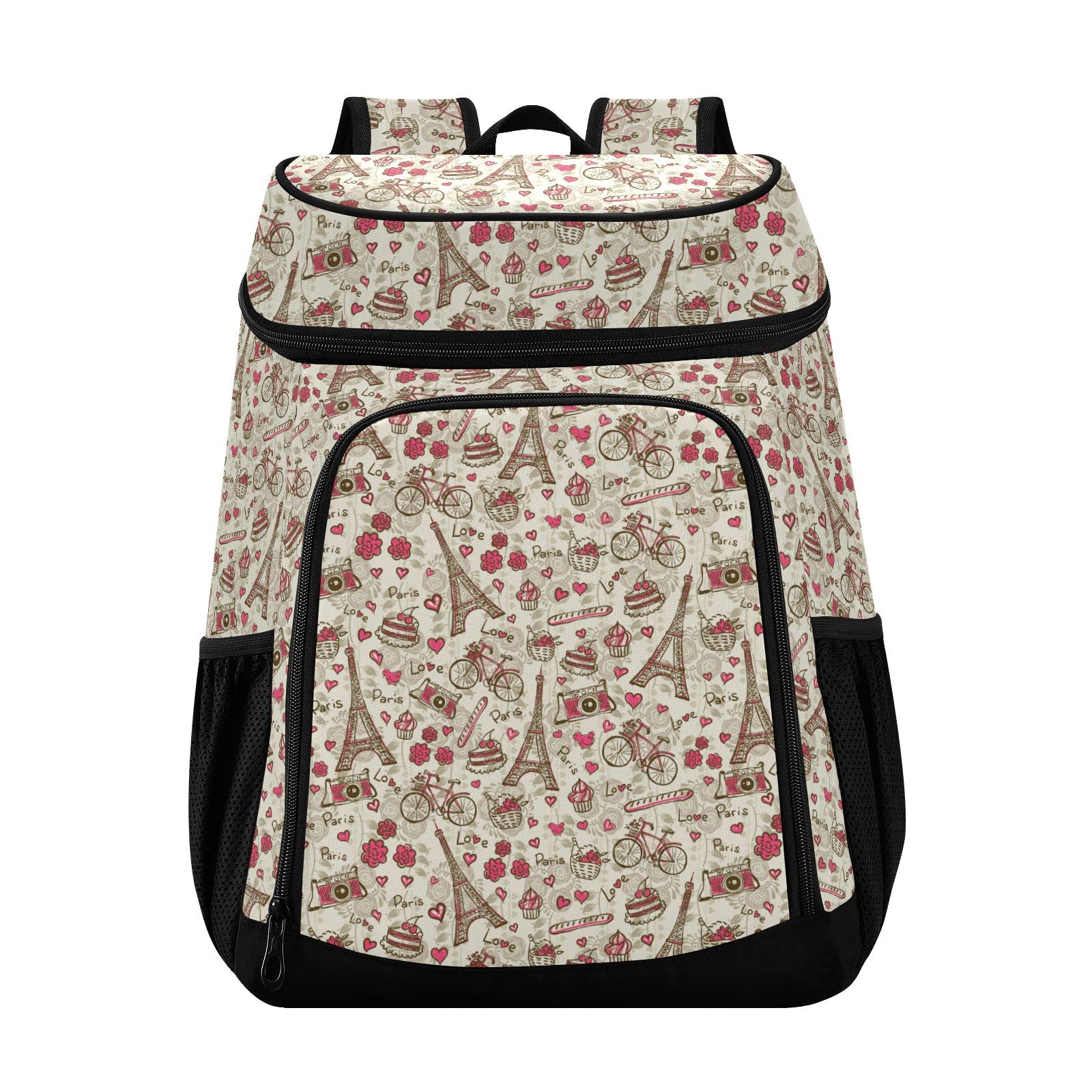 Paris - Mochila térmica romántica vintage con aislamiento, mochila de gran capacidad para mujeres y hombres, camping, senderismo, playa, picnic, trabajo, universidad, oficina