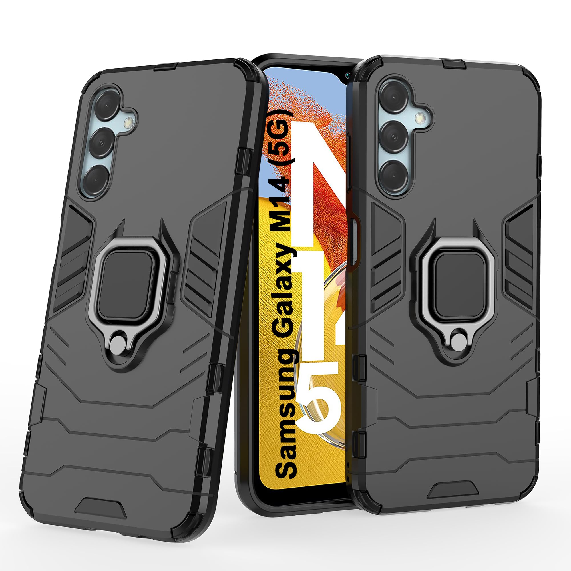 CEDO Rugged Samsung Galaxy M14 (5G) Defender Case | Rotating Ring Holder & Kickstand in-Built | Military Grade Armor | Bumper Back Cover (Black) (B0C4LN2CFV) Amazon Price History, Amazon Price Tracker