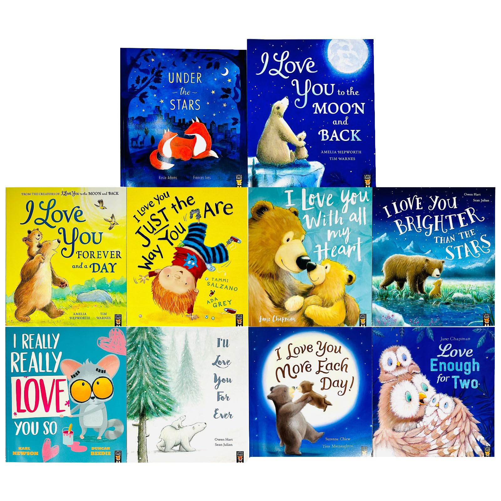 I Love You Series Children Picture 10 Books Collection Set(Moon and Black, Under the Stars, Just the Way You are,Forever and a Day,Brighter than the Stars,With all my Heart, Love you Forever & More)