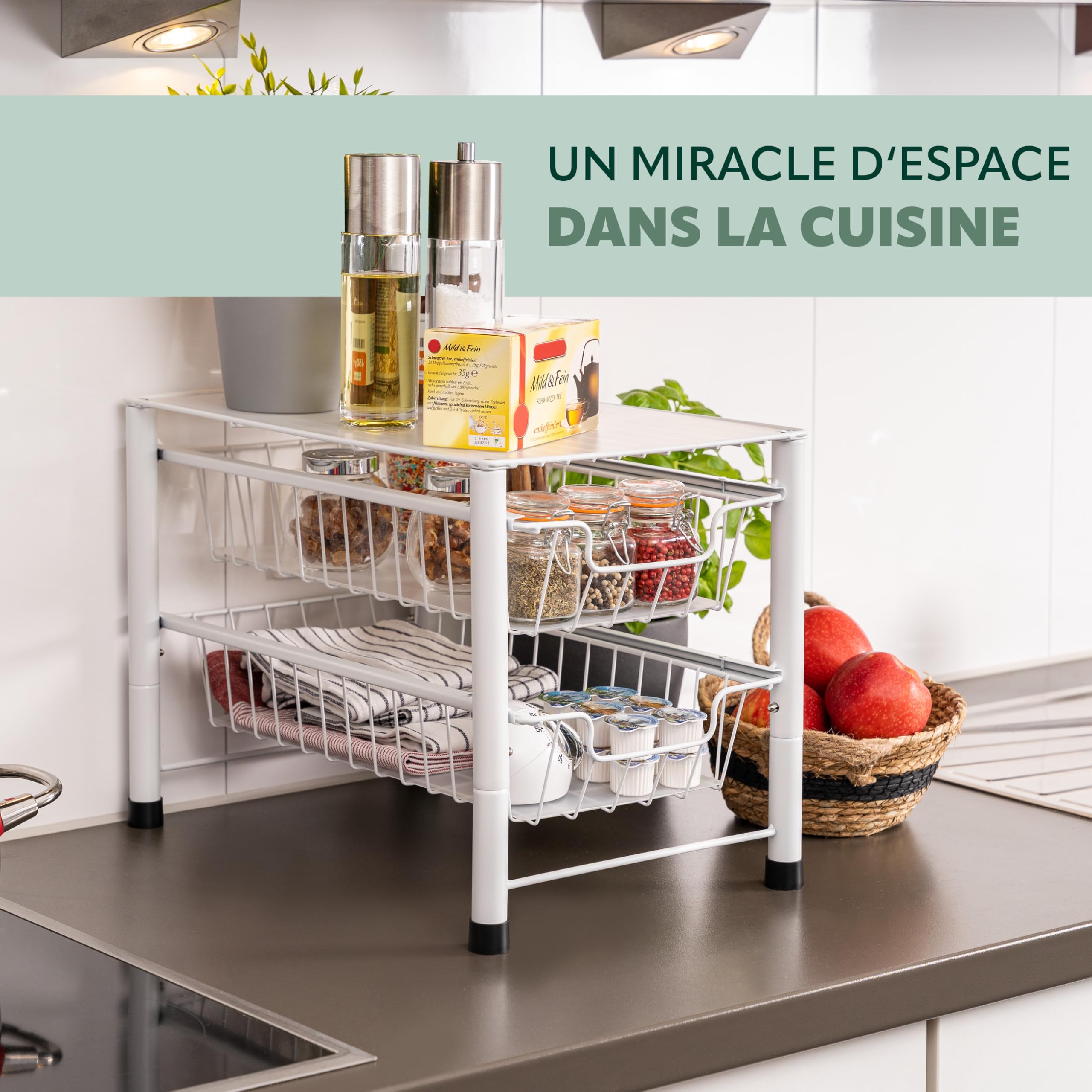 bremermann Étagère de Cuisine avec Porte-Rouleau et Porte-ustensiles