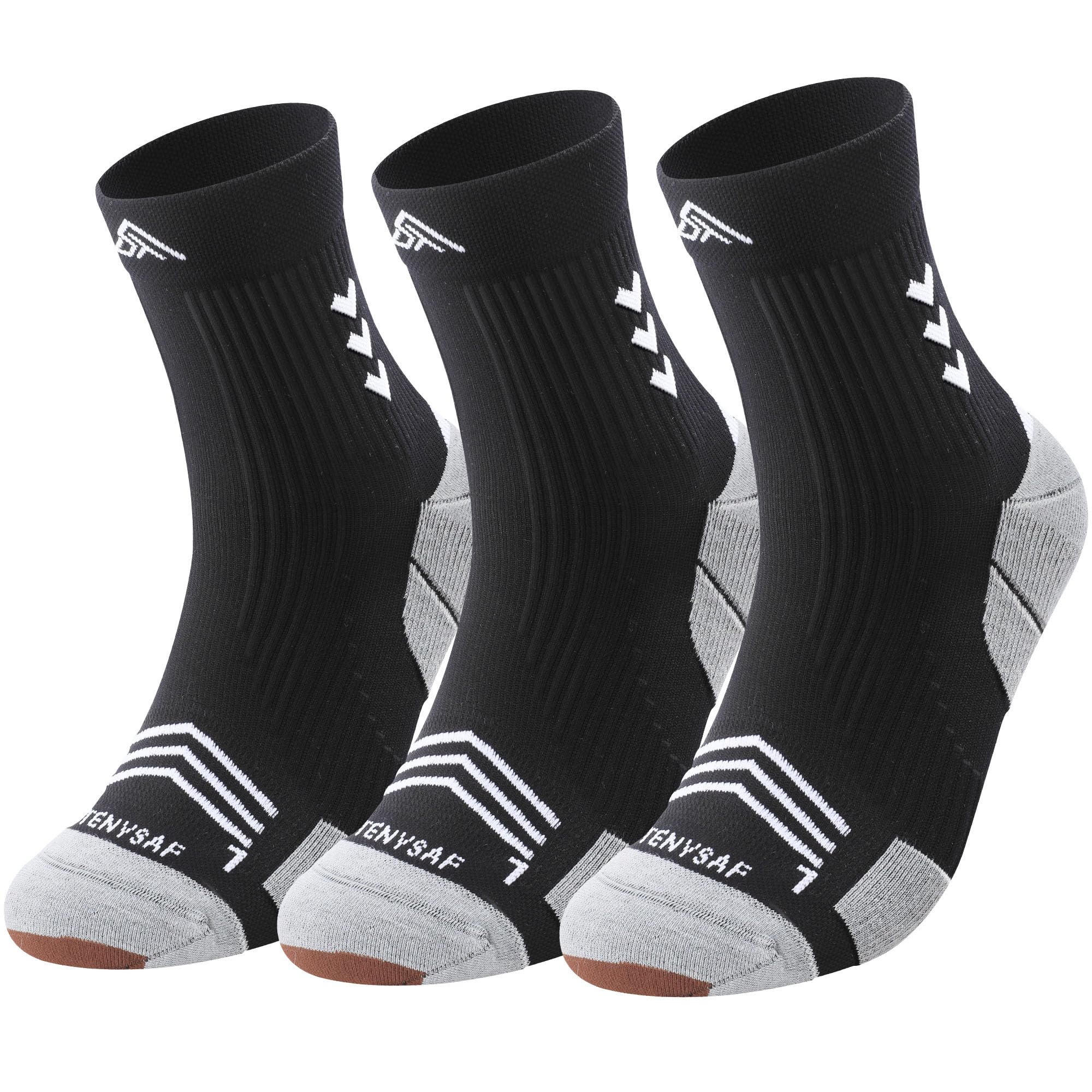 Lounwee Kompression Laufsocken Herren Damen: Anti-Blasen Kompressionssocken 3 Paar Sportsocken für Wandern Basketball Running | Anti-Blasen Kompressionssocken, für Wandern Basketball Running
